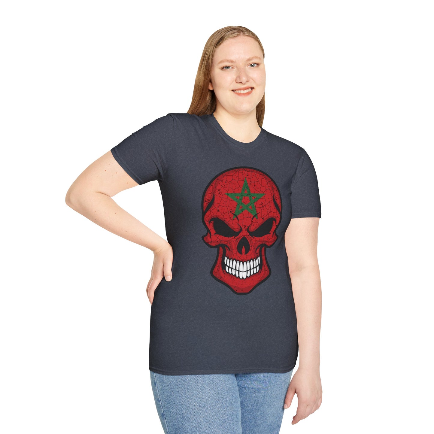 Moroccan Skull Graphic Tee, Unisex Softstyle T-Shirt, Edgy Fashion, Halloween Party Wear, Gifts for Him & Her, Rocker Style