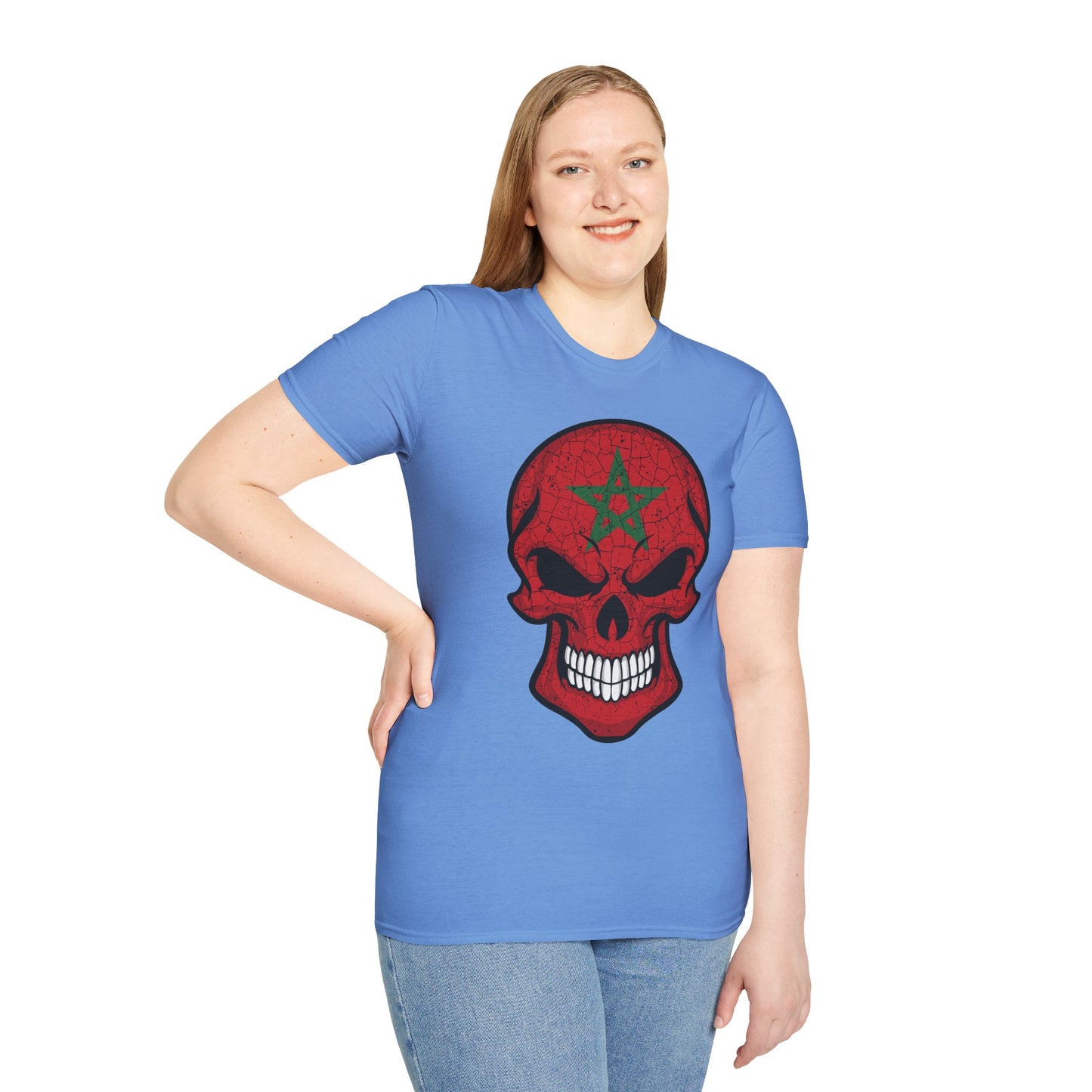 Moroccan Skull Graphic Tee, Unisex Softstyle T-Shirt, Edgy Fashion, Halloween Party Wear, Gifts for Him & Her, Rocker Style