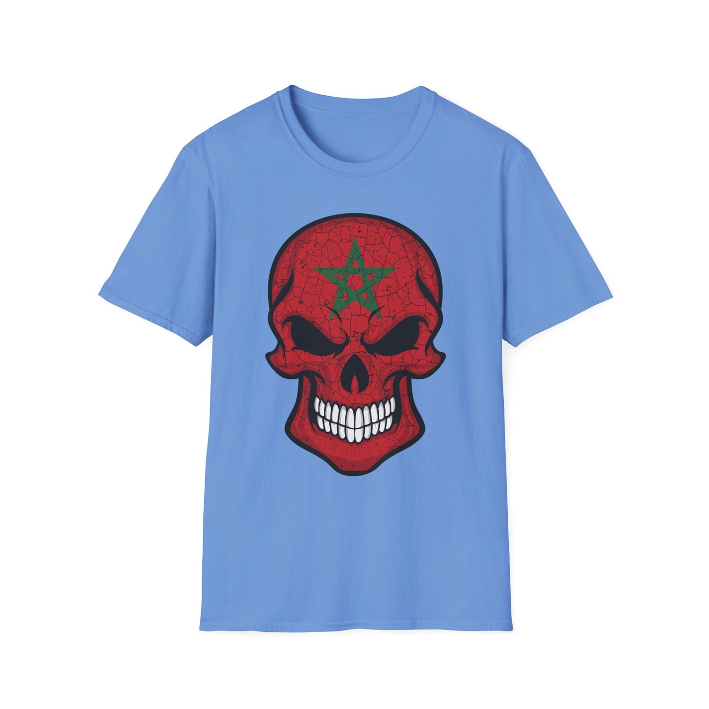 Moroccan Skull Graphic Tee, Unisex Softstyle T-Shirt, Edgy Fashion, Halloween Party Wear, Gifts for Him & Her, Rocker Style