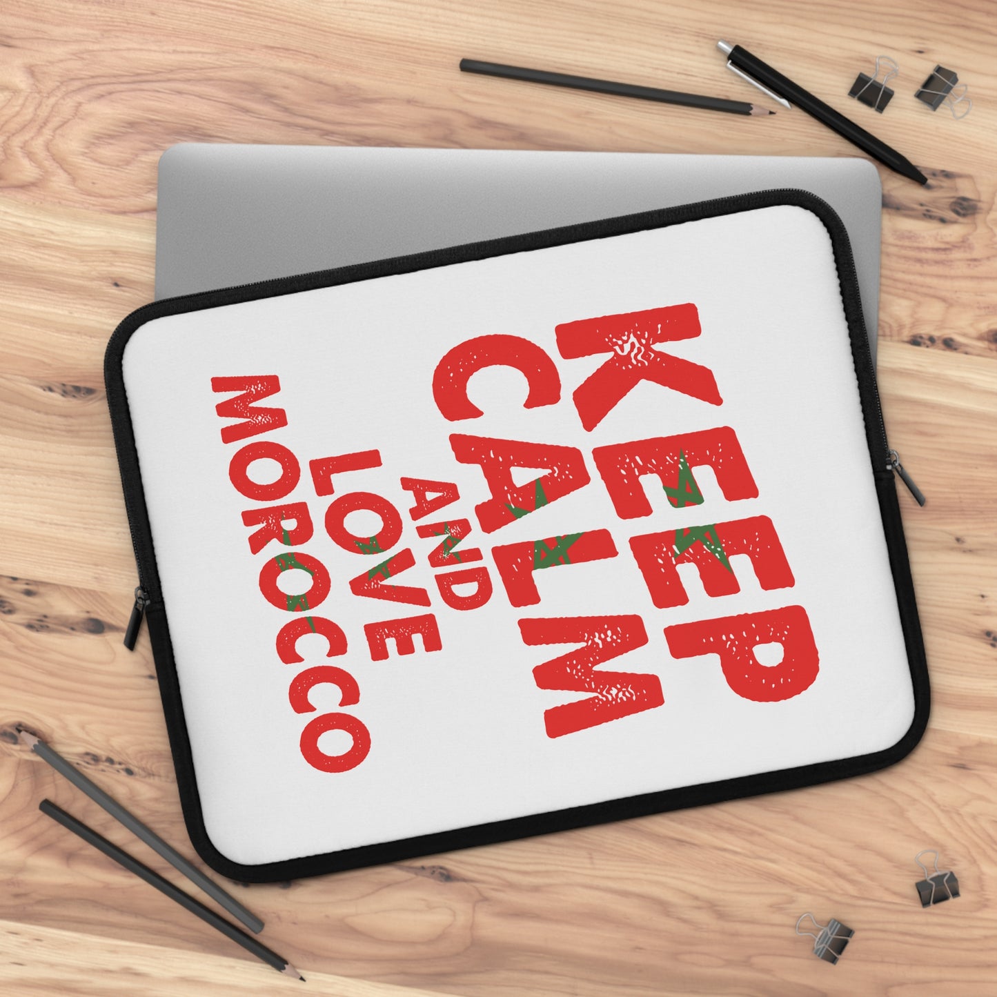 Moroccan Love Laptop Sleeve - Keep Calm Design, Tech Accessory, Gift for Students, Work Essentials, Travel Companion