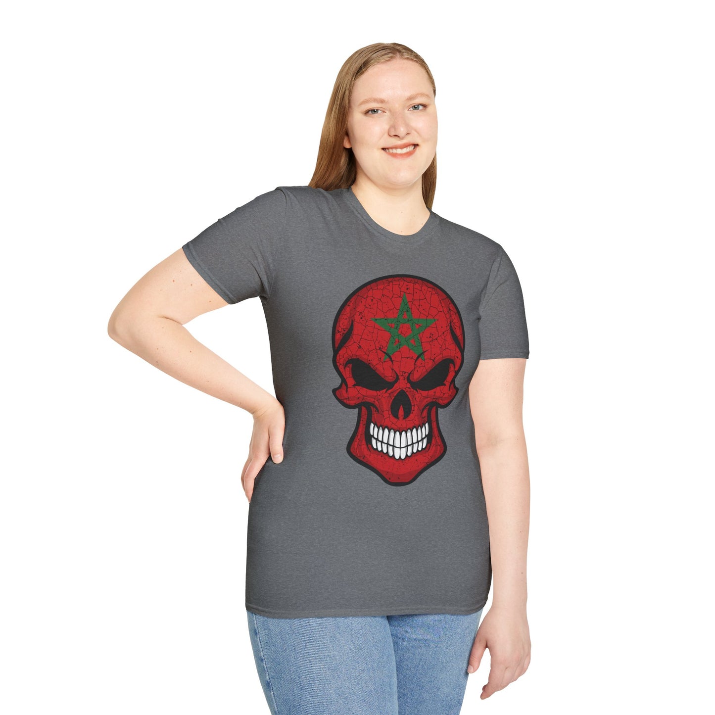 Moroccan Skull Graphic Tee, Unisex Softstyle T-Shirt, Edgy Fashion, Halloween Party Wear, Gifts for Him & Her, Rocker Style