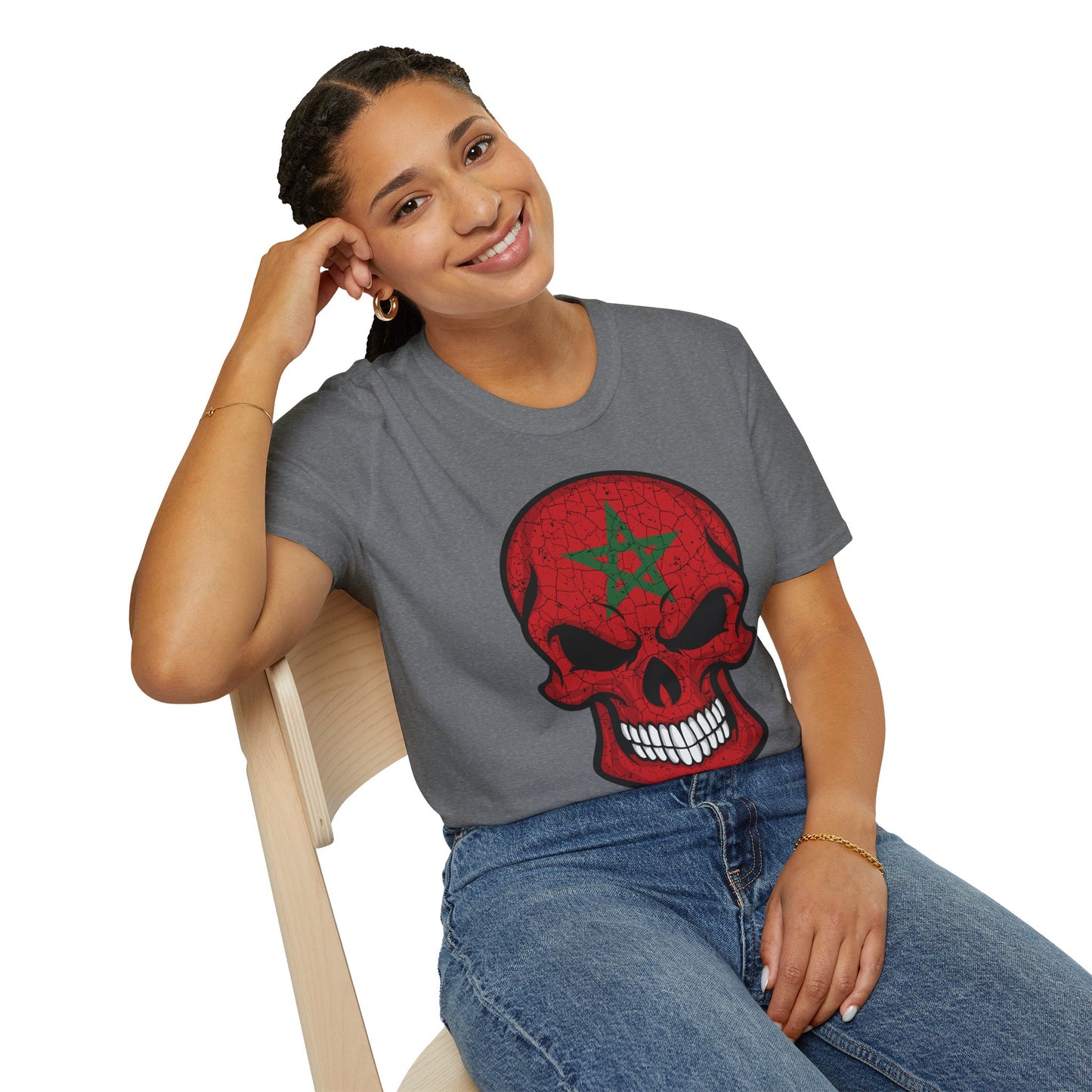Moroccan Skull Graphic Tee, Unisex Softstyle T-Shirt, Edgy Fashion, Halloween Party Wear, Gifts for Him & Her, Rocker Style