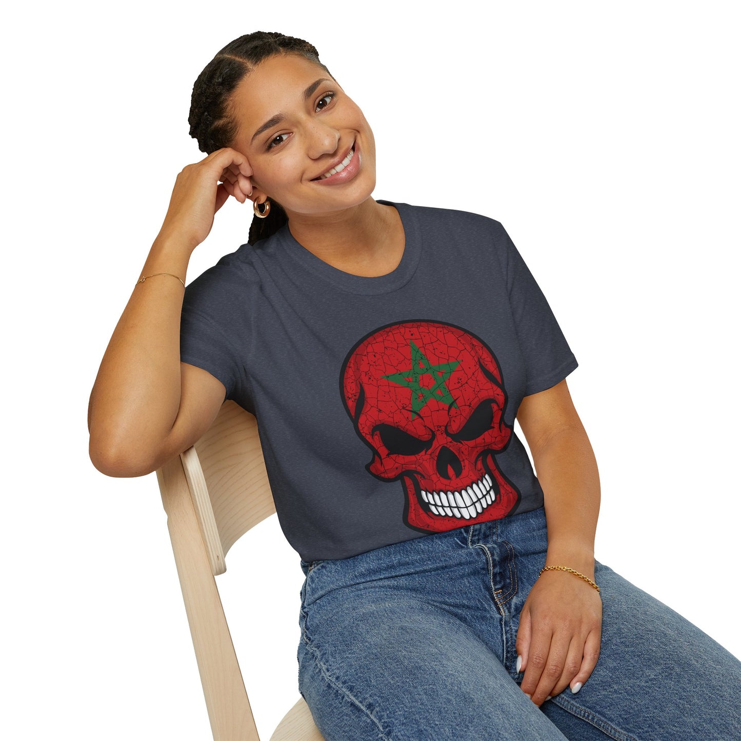 Moroccan Skull Graphic Tee, Unisex Softstyle T-Shirt, Edgy Fashion, Halloween Party Wear, Gifts for Him & Her, Rocker Style