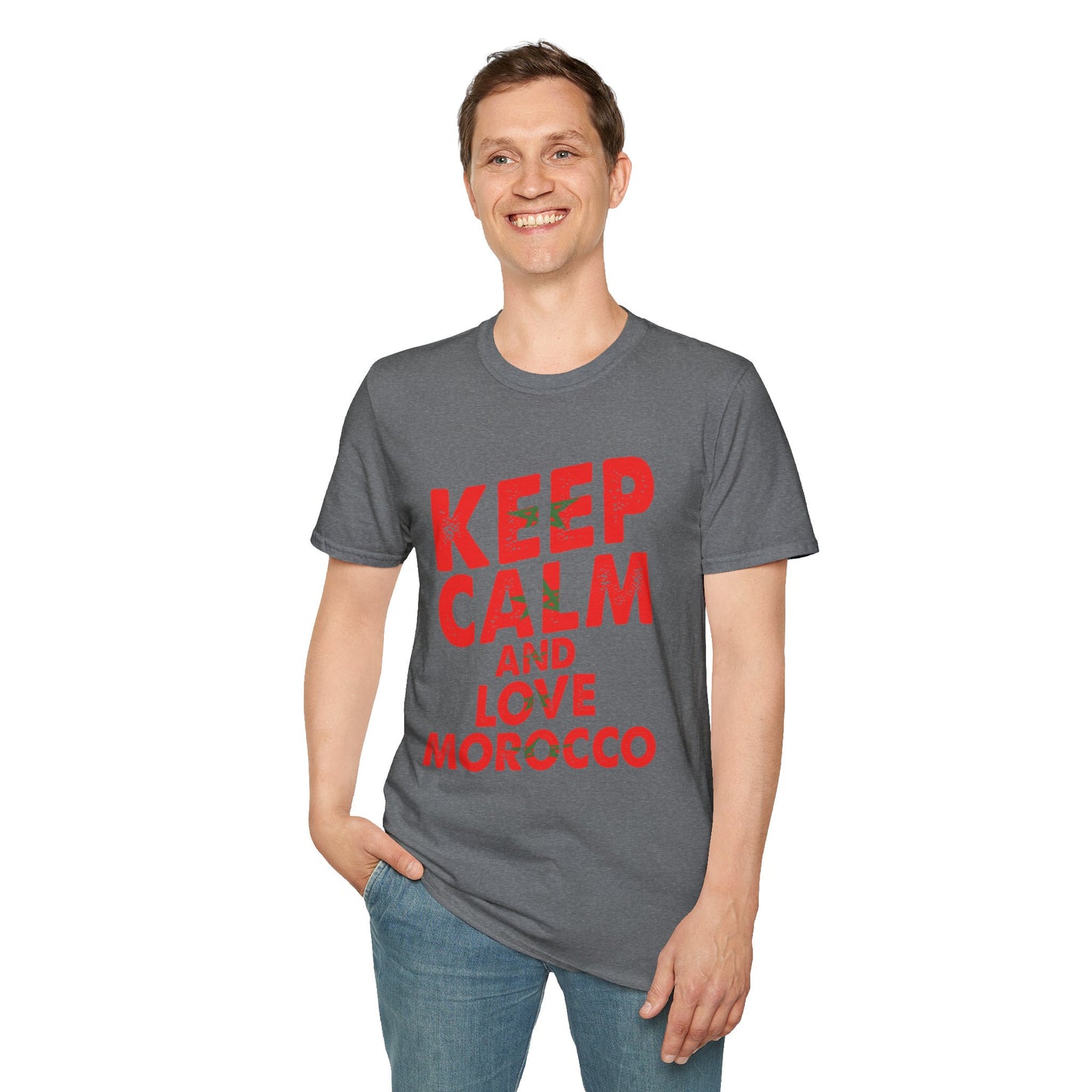 Keep Calm and Love Morocco Shirt, Unisex Softstyle T-Shirt, Gift for Travelers, Casual Wear, Souvenir, Ethnic Pride Wear