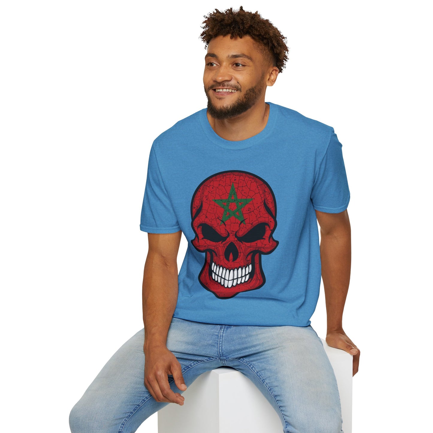 Moroccan Skull Graphic Tee, Unisex Softstyle T-Shirt, Edgy Fashion, Halloween Party Wear, Gifts for Him & Her, Rocker Style