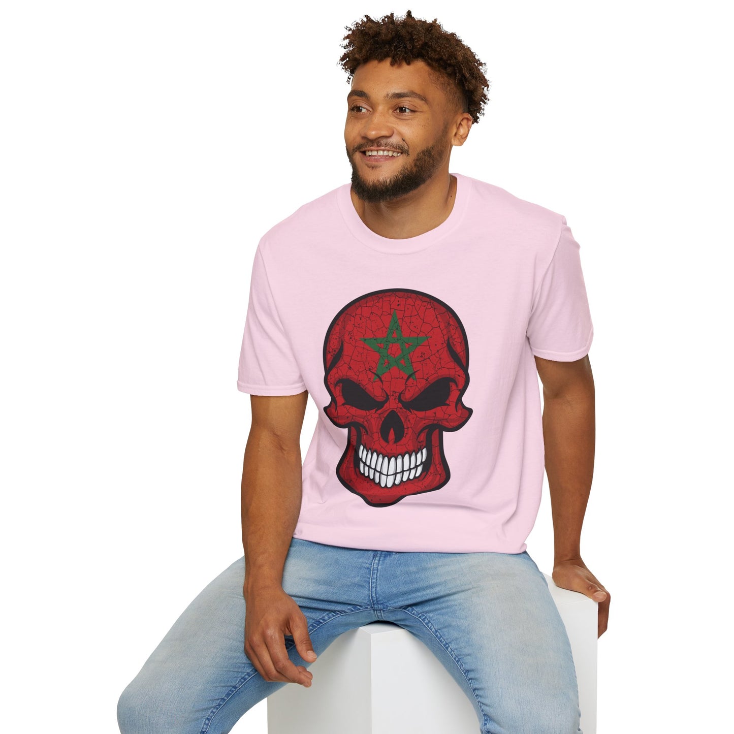 Moroccan Skull Graphic Tee, Unisex Softstyle T-Shirt, Edgy Fashion, Halloween Party Wear, Gifts for Him & Her, Rocker Style