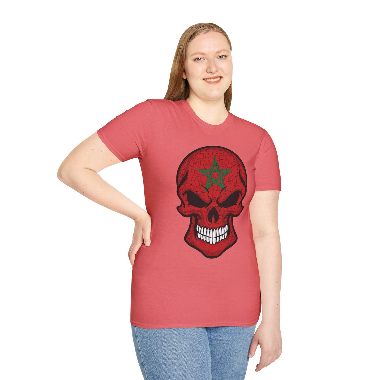 Moroccan Skull Graphic Tee, Unisex Softstyle T-Shirt, Edgy Fashion, Halloween Party Wear, Gifts for Him & Her, Rocker Style