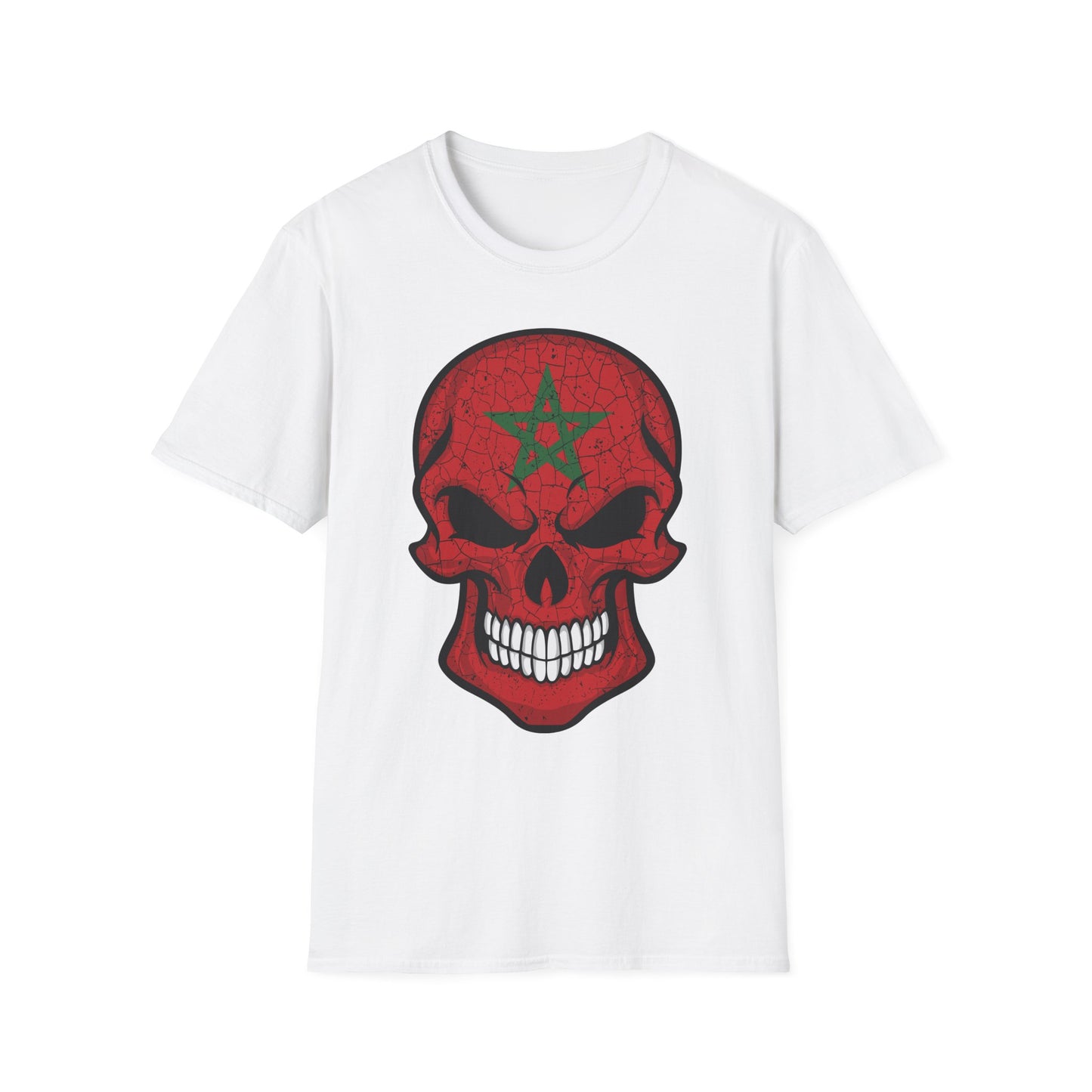 Moroccan Skull Graphic Tee, Unisex Softstyle T-Shirt, Edgy Fashion, Halloween Party Wear, Gifts for Him & Her, Rocker Style