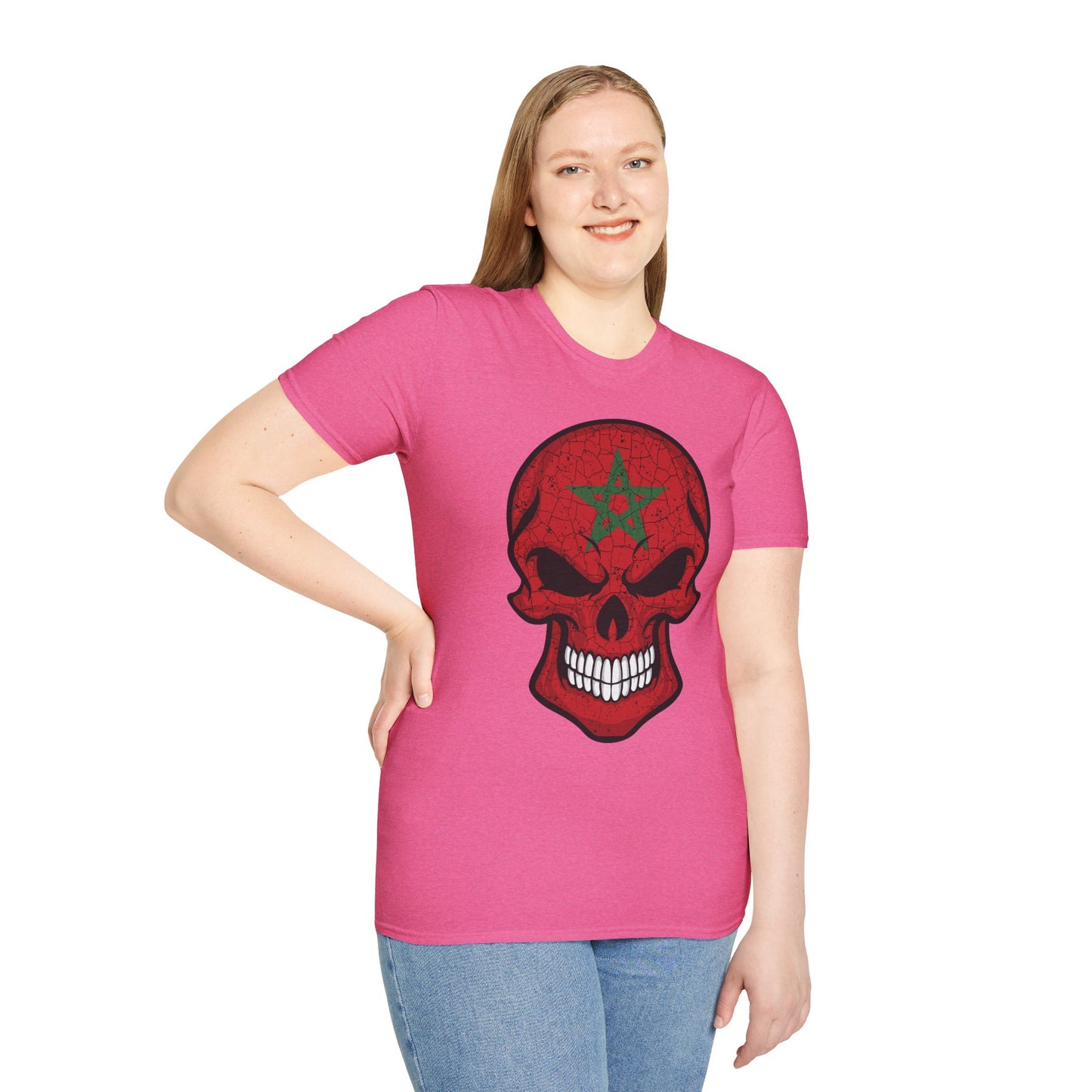 Moroccan Skull Graphic Tee, Unisex Softstyle T-Shirt, Edgy Fashion, Halloween Party Wear, Gifts for Him & Her, Rocker Style