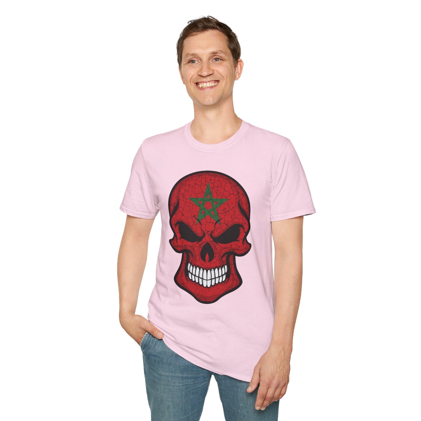 Moroccan Skull Graphic Tee, Unisex Softstyle T-Shirt, Edgy Fashion, Halloween Party Wear, Gifts for Him & Her, Rocker Style