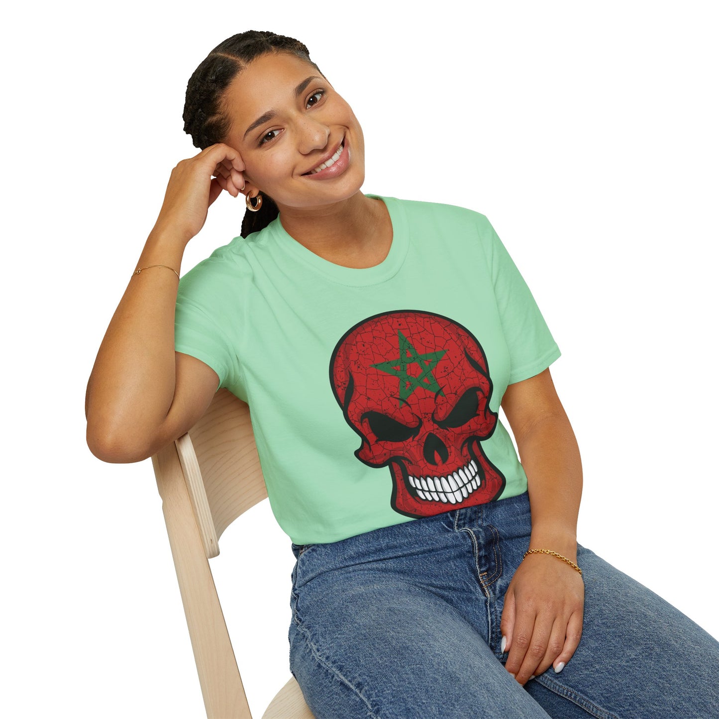 Moroccan Skull Graphic Tee, Unisex Softstyle T-Shirt, Edgy Fashion, Halloween Party Wear, Gifts for Him & Her, Rocker Style