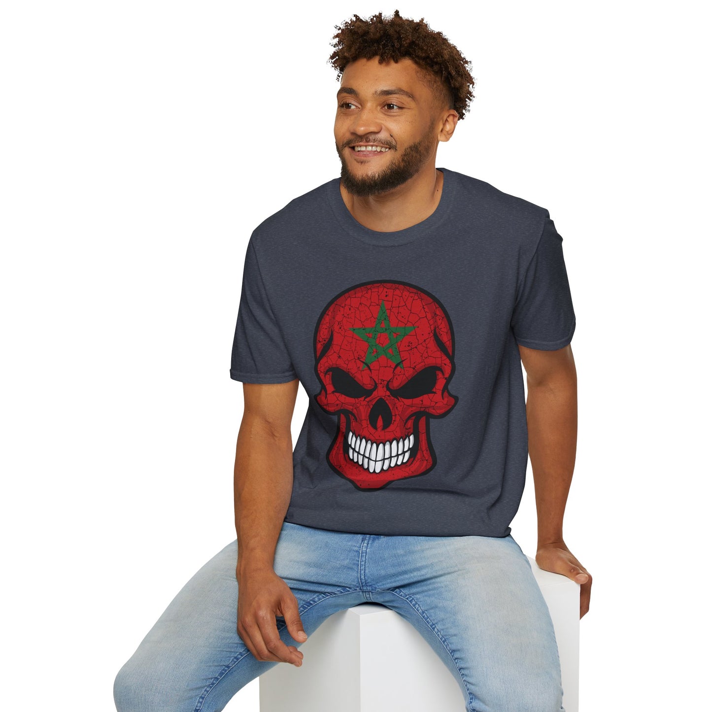 Moroccan Skull Graphic Tee, Unisex Softstyle T-Shirt, Edgy Fashion, Halloween Party Wear, Gifts for Him & Her, Rocker Style