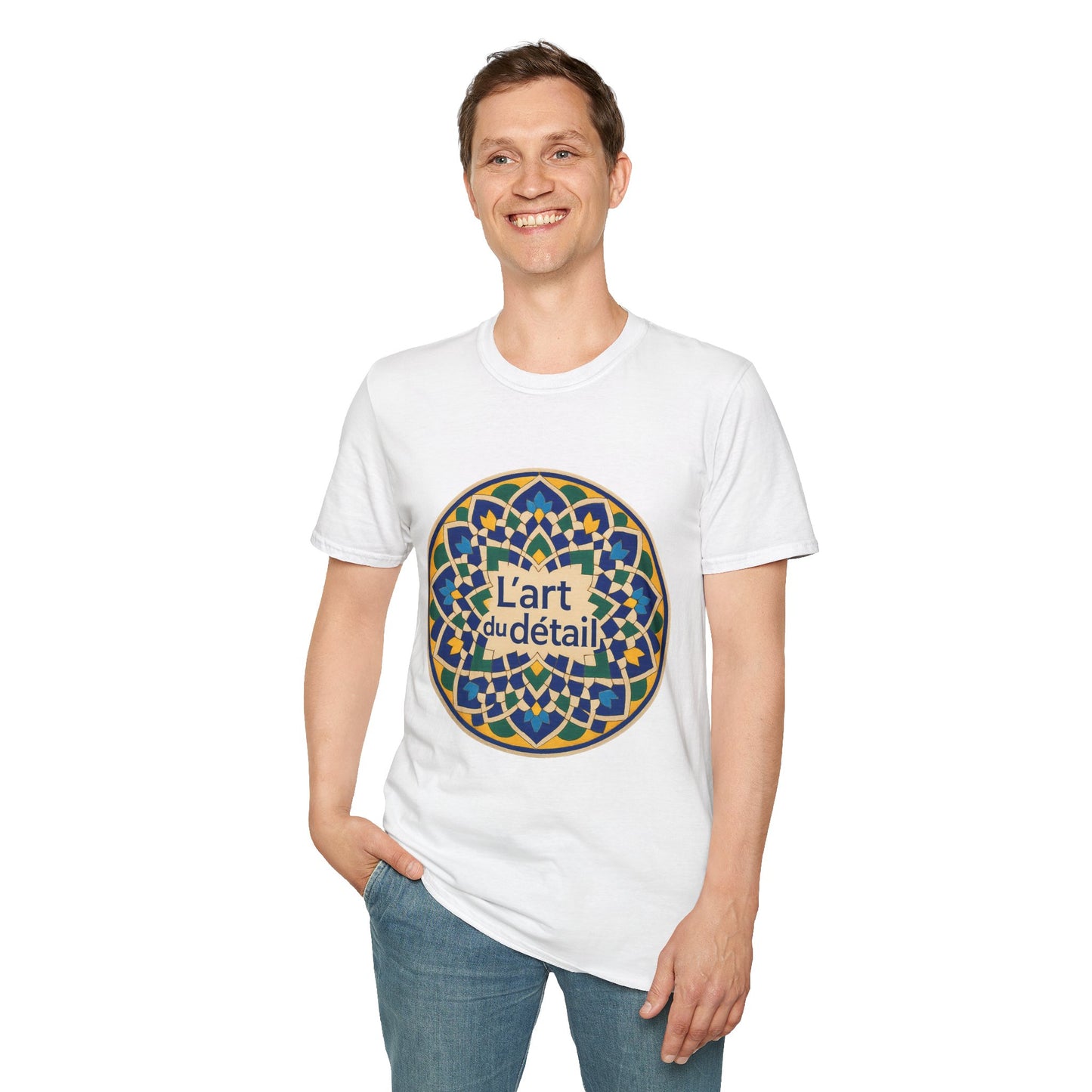 Artistic Detail Unisex T-Shirt, Mandala Tee, Boho Style Shirt, Relaxed Fit Top, Gift for Art Lovers, Casual Wear