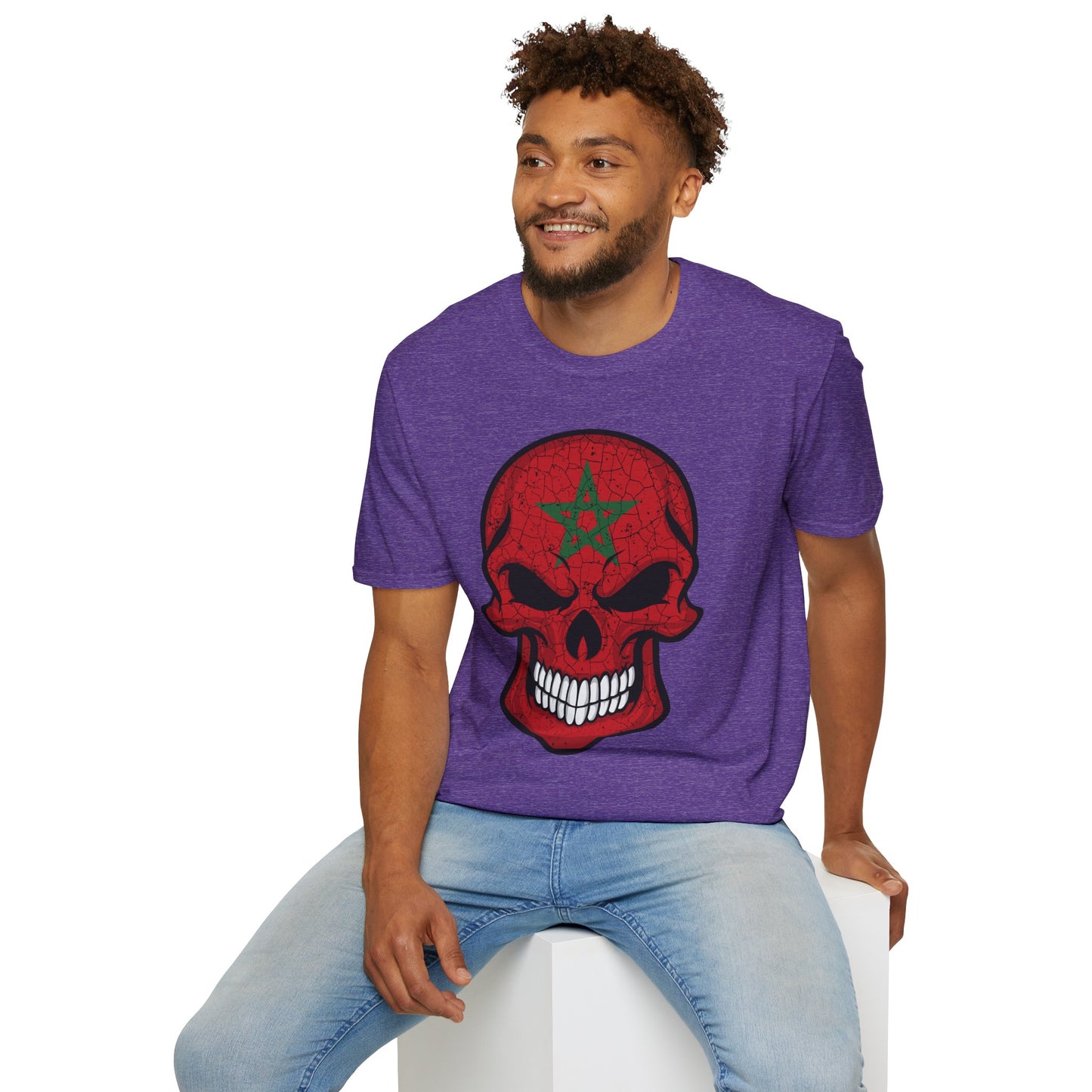Moroccan Skull Graphic Tee, Unisex Softstyle T-Shirt, Edgy Fashion, Halloween Party Wear, Gifts for Him & Her, Rocker Style