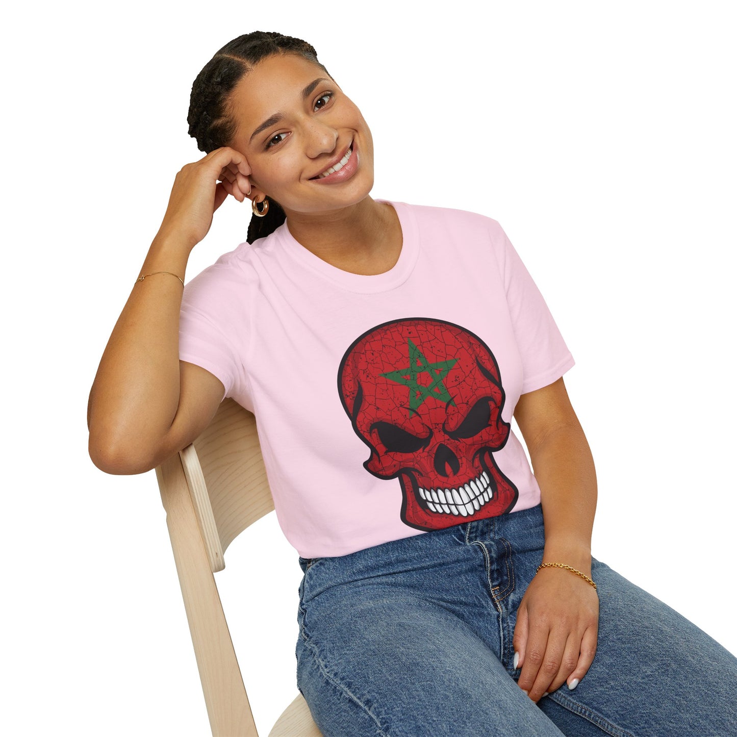 Moroccan Skull Graphic Tee, Unisex Softstyle T-Shirt, Edgy Fashion, Halloween Party Wear, Gifts for Him & Her, Rocker Style