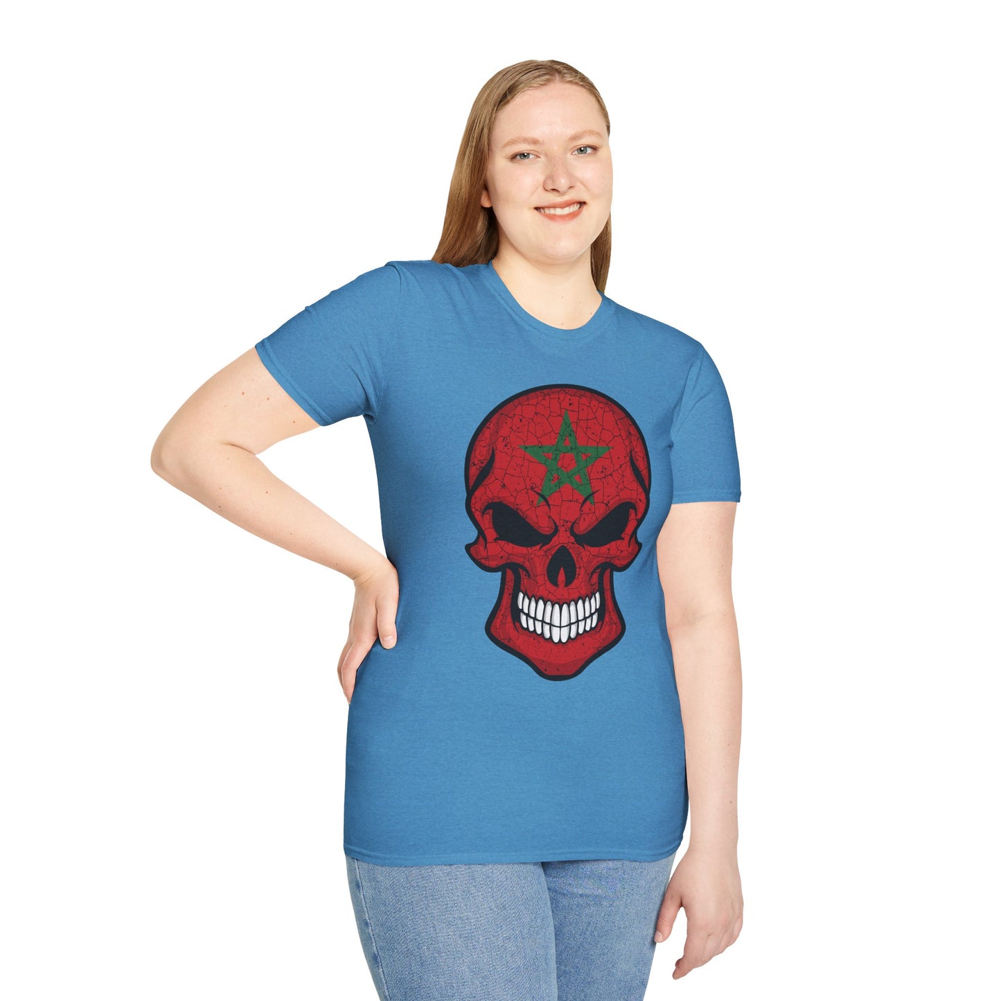 Moroccan Skull Graphic Tee, Unisex Softstyle T-Shirt, Edgy Fashion, Halloween Party Wear, Gifts for Him & Her, Rocker Style