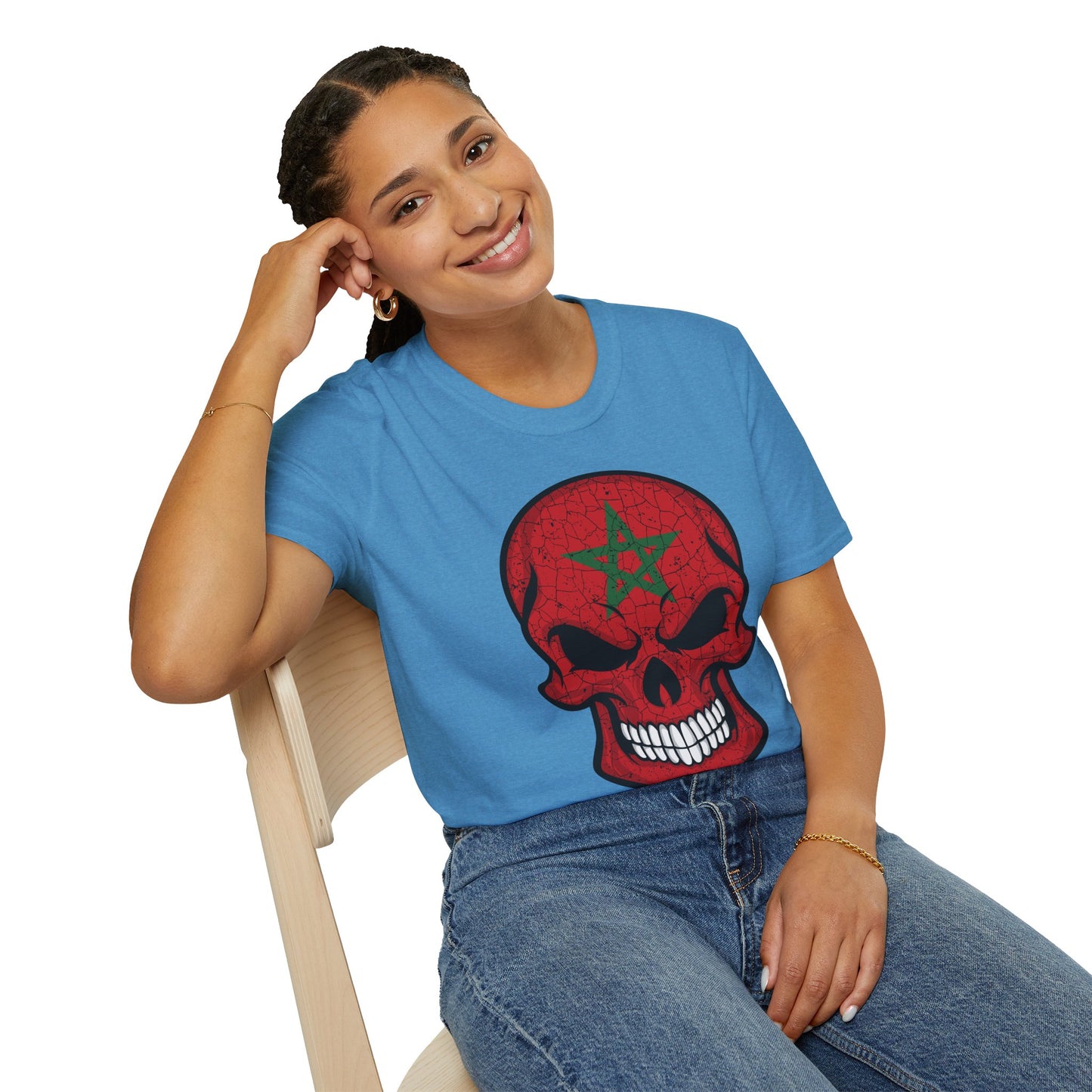Moroccan Skull Graphic Tee, Unisex Softstyle T-Shirt, Edgy Fashion, Halloween Party Wear, Gifts for Him & Her, Rocker Style