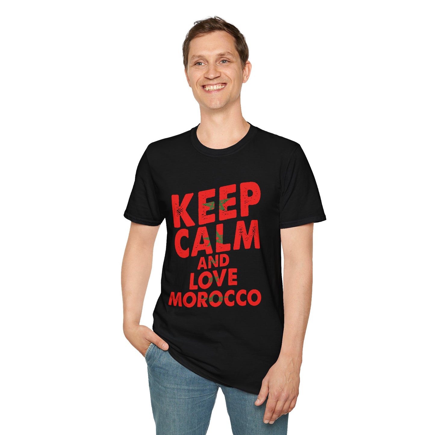 Keep Calm and Love Morocco Shirt, Unisex Softstyle T-Shirt, Gift for Travelers, Casual Wear, Souvenir, Ethnic Pride Wear