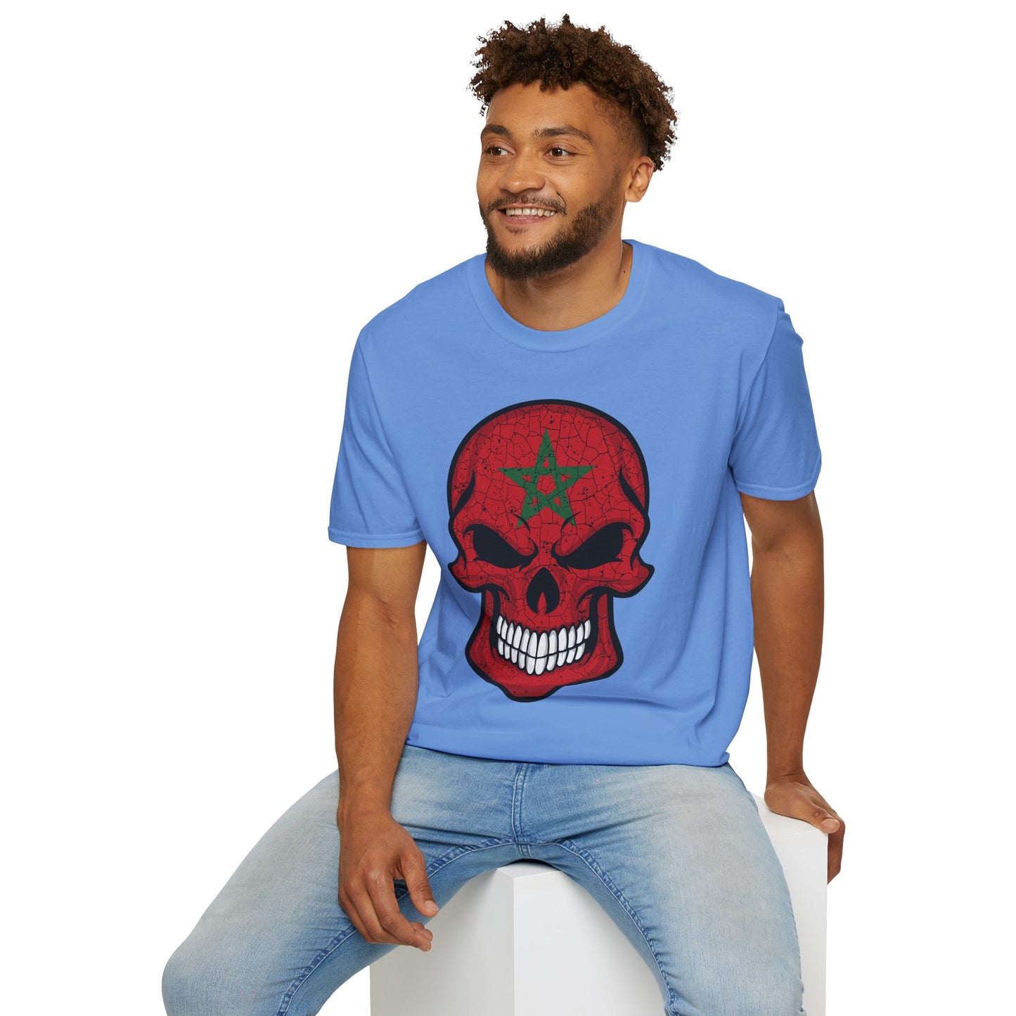 Moroccan Skull Graphic Tee, Unisex Softstyle T-Shirt, Edgy Fashion, Halloween Party Wear, Gifts for Him & Her, Rocker Style