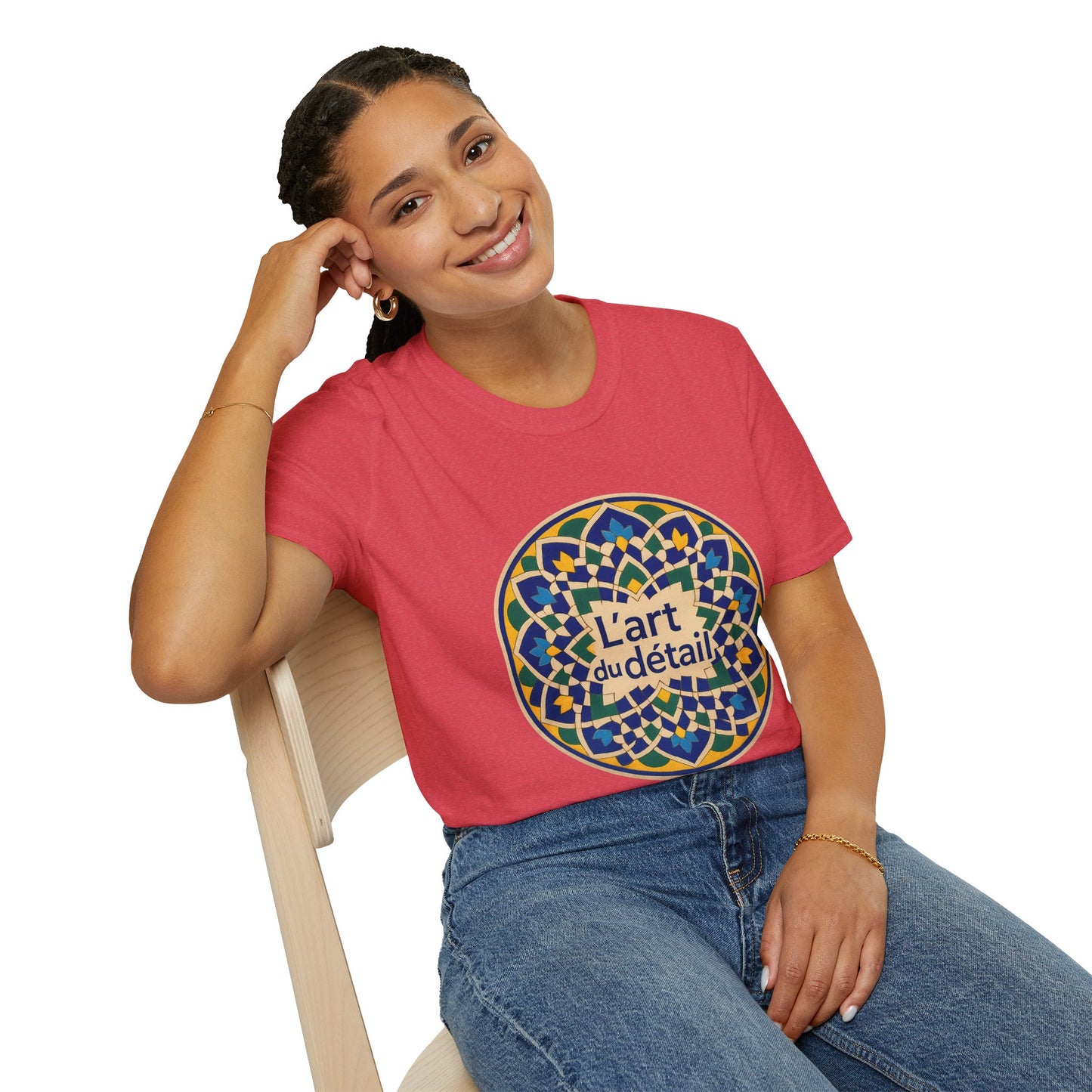 Artistic Detail Unisex T-Shirt, Mandala Tee, Boho Style Shirt, Relaxed Fit Top, Gift for Art Lovers, Casual Wear