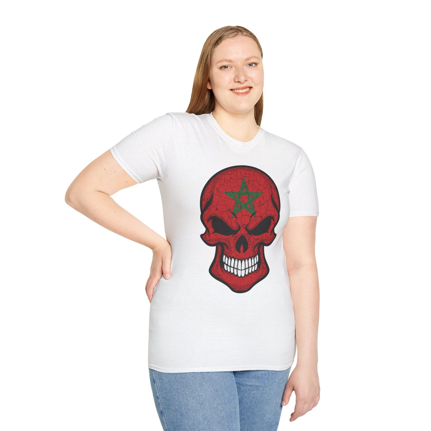 Moroccan Skull Graphic Tee, Unisex Softstyle T-Shirt, Edgy Fashion, Halloween Party Wear, Gifts for Him & Her, Rocker Style