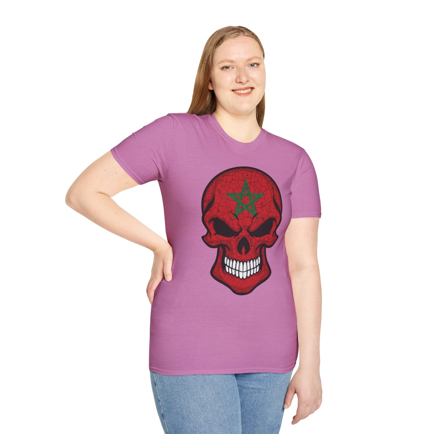 Moroccan Skull Graphic Tee, Unisex Softstyle T-Shirt, Edgy Fashion, Halloween Party Wear, Gifts for Him & Her, Rocker Style