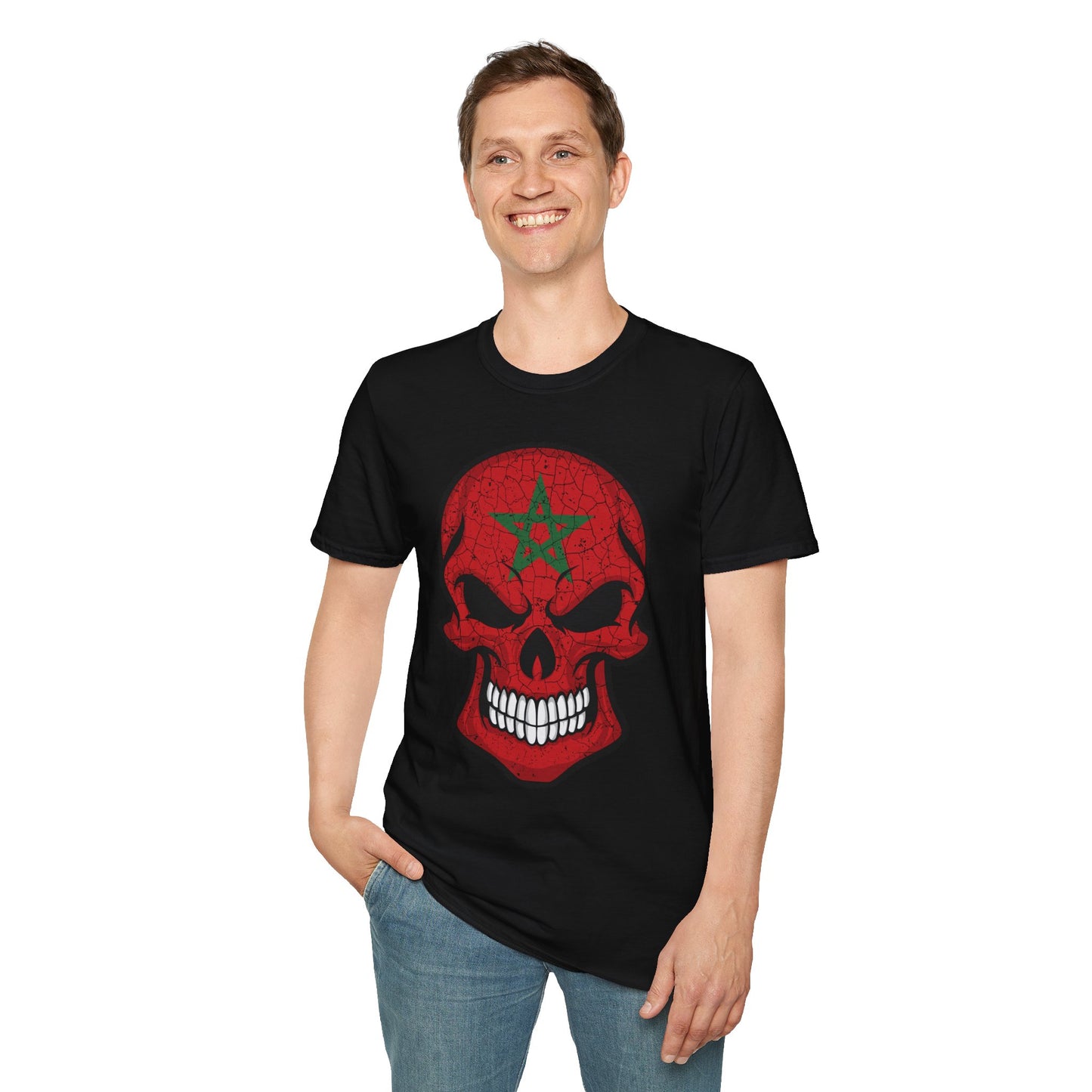 Moroccan Skull Graphic Tee, Unisex Softstyle T-Shirt, Edgy Fashion, Halloween Party Wear, Gifts for Him & Her, Rocker Style