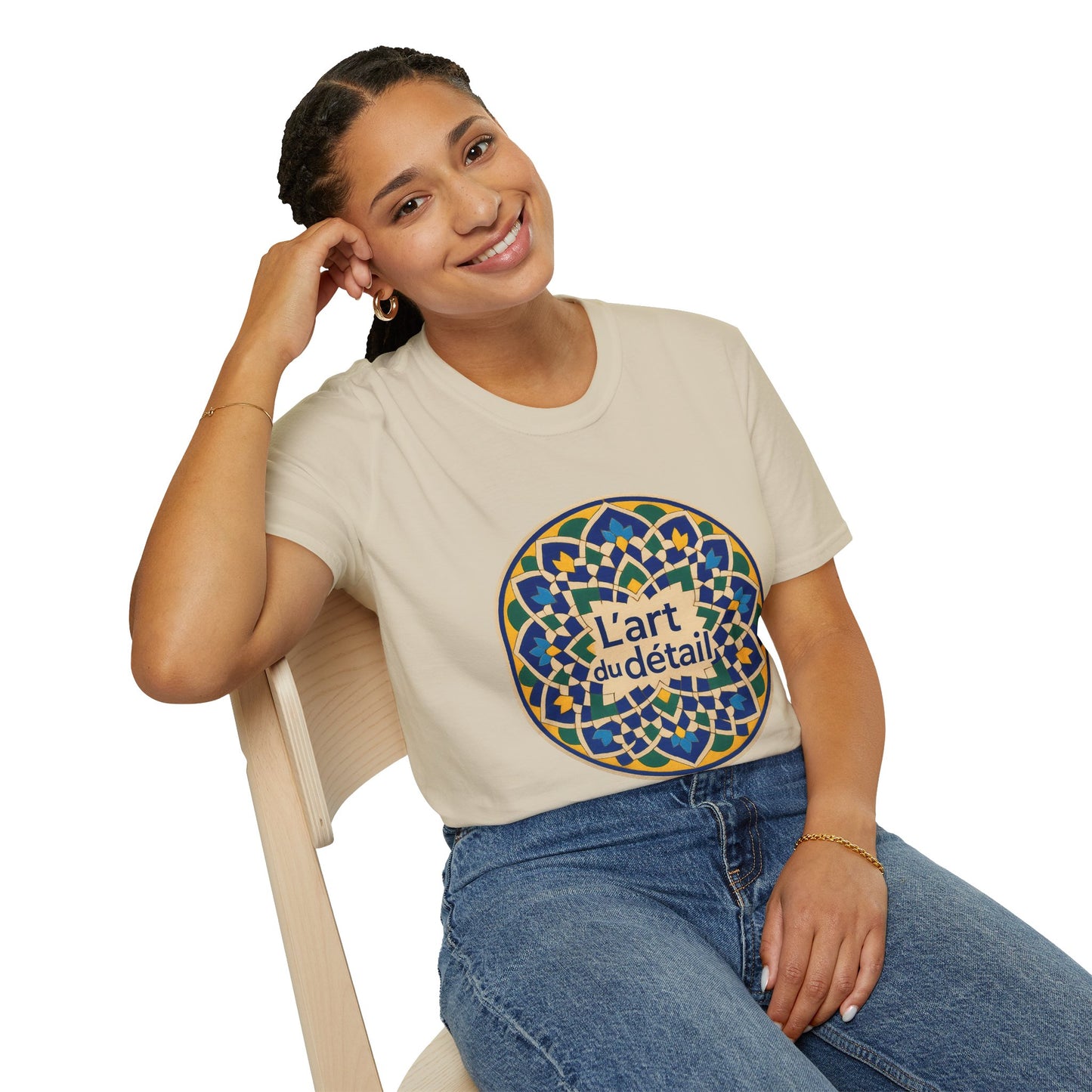 Artistic Detail Unisex T-Shirt, Mandala Tee, Boho Style Shirt, Relaxed Fit Top, Gift for Art Lovers, Casual Wear