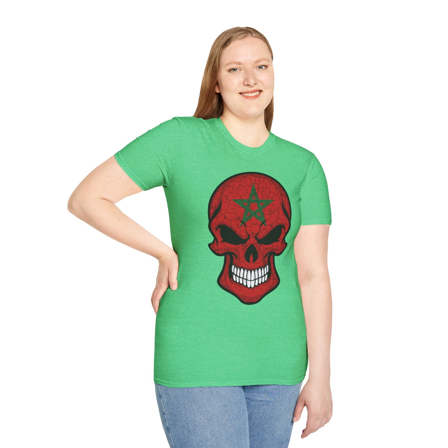 Moroccan Skull Graphic Tee, Unisex Softstyle T-Shirt, Edgy Fashion, Halloween Party Wear, Gifts for Him & Her, Rocker Style