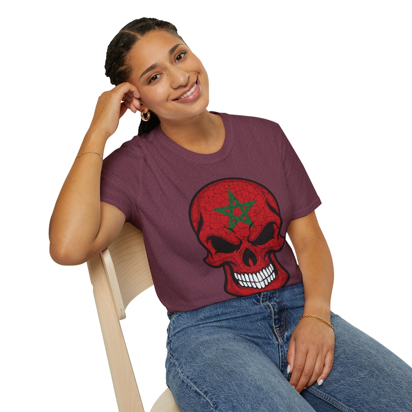 Moroccan Skull Graphic Tee, Unisex Softstyle T-Shirt, Edgy Fashion, Halloween Party Wear, Gifts for Him & Her, Rocker Style