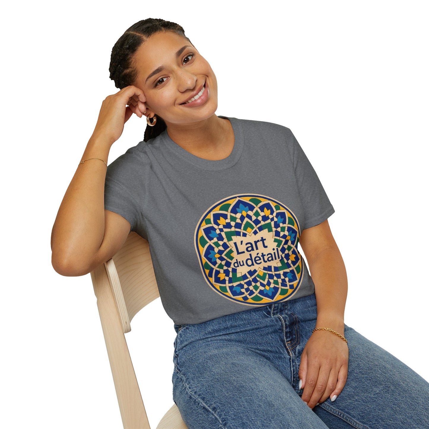 Artistic Detail Unisex T-Shirt, Mandala Tee, Boho Style Shirt, Relaxed Fit Top, Gift for Art Lovers, Casual Wear