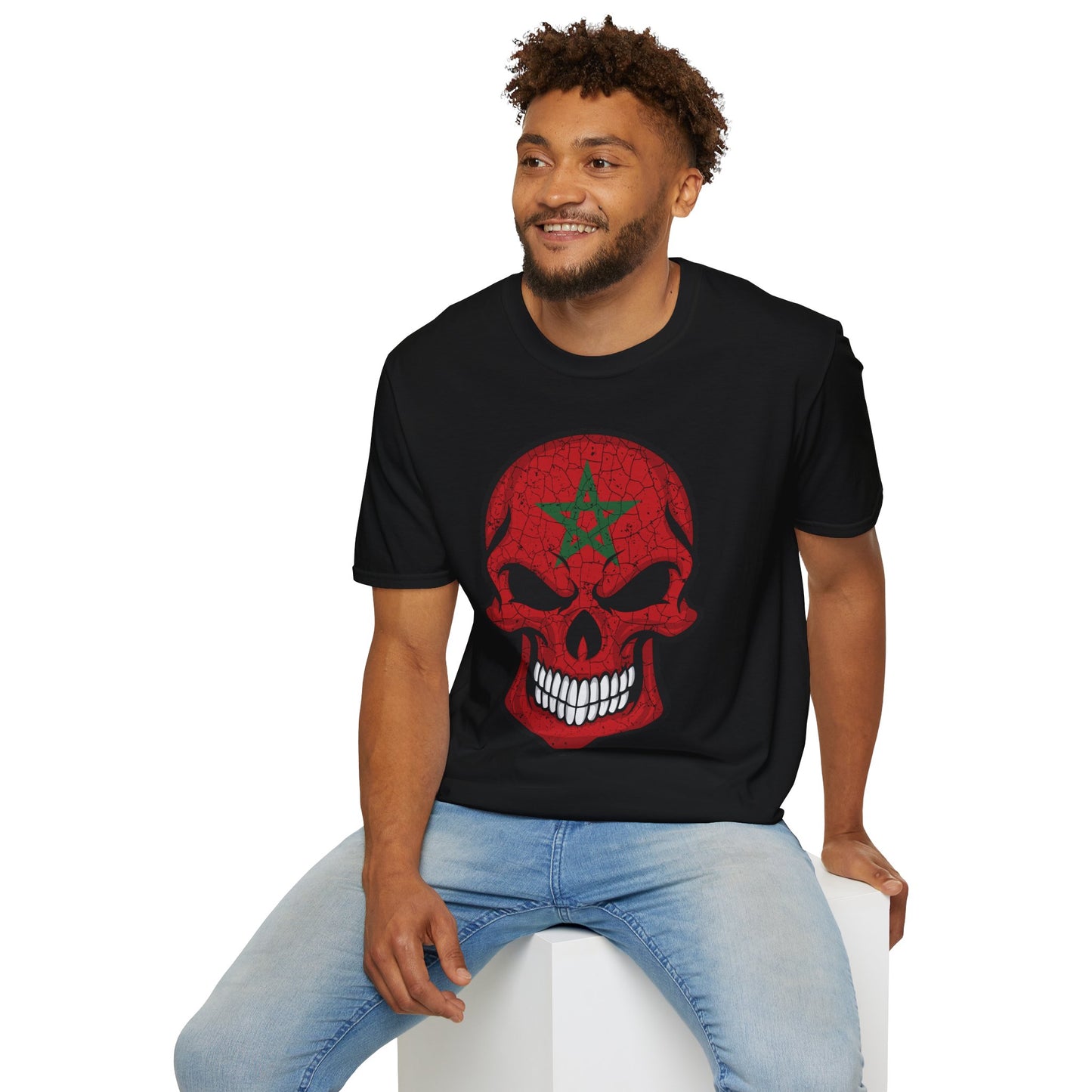 Moroccan Skull Graphic Tee, Unisex Softstyle T-Shirt, Edgy Fashion, Halloween Party Wear, Gifts for Him & Her, Rocker Style