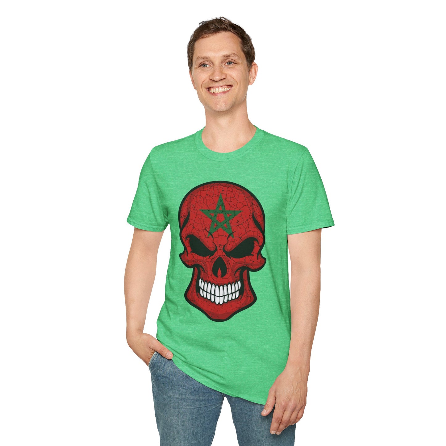 Moroccan Skull Graphic Tee, Unisex Softstyle T-Shirt, Edgy Fashion, Halloween Party Wear, Gifts for Him & Her, Rocker Style