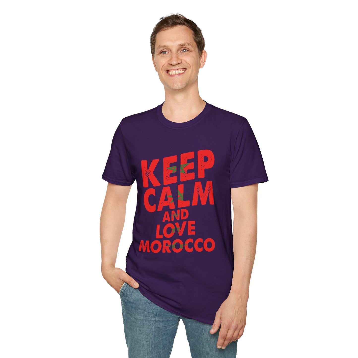 Keep Calm and Love Morocco Shirt, Unisex Softstyle T-Shirt, Gift for Travelers, Casual Wear, Souvenir, Ethnic Pride Wear