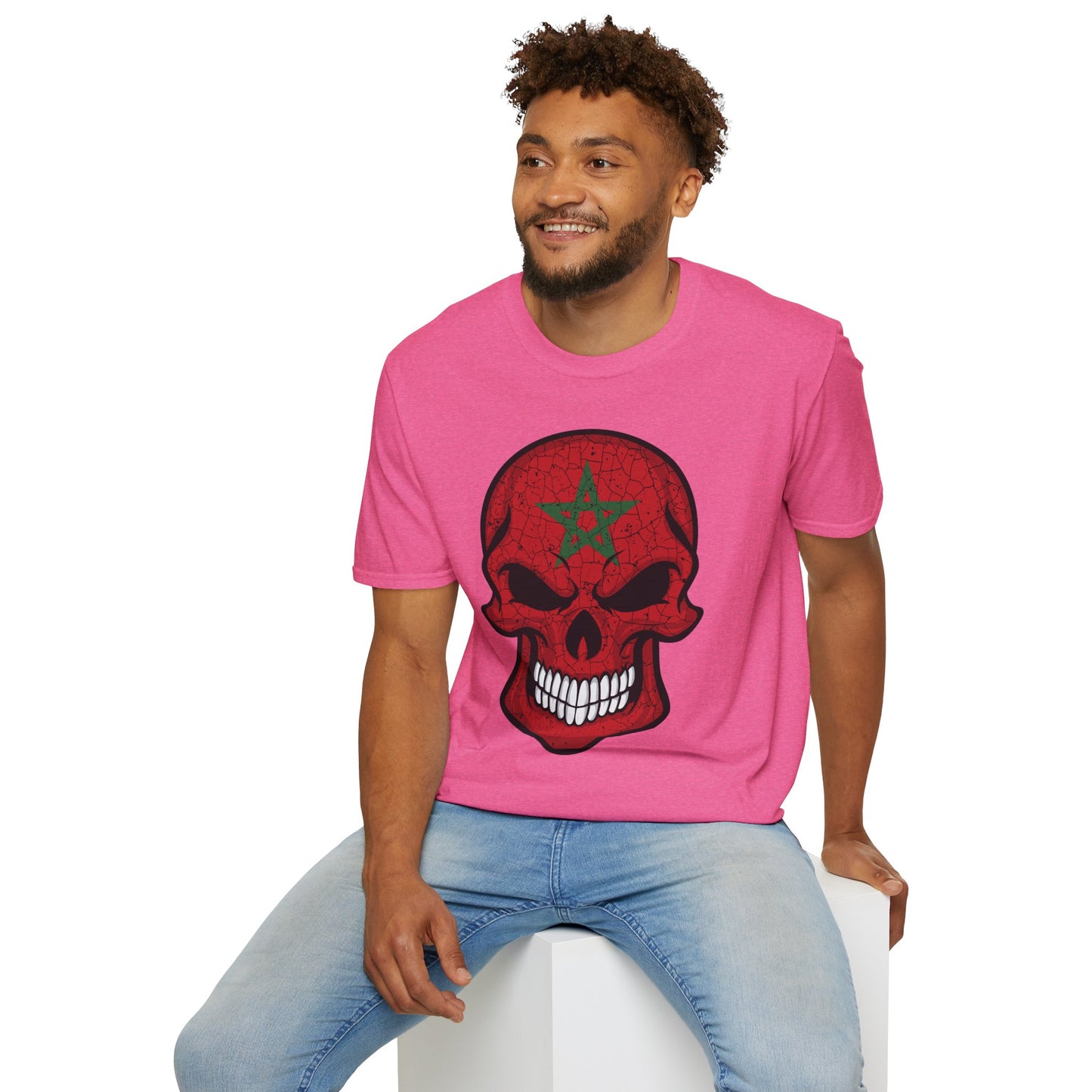 Moroccan Skull Graphic Tee, Unisex Softstyle T-Shirt, Edgy Fashion, Halloween Party Wear, Gifts for Him & Her, Rocker Style