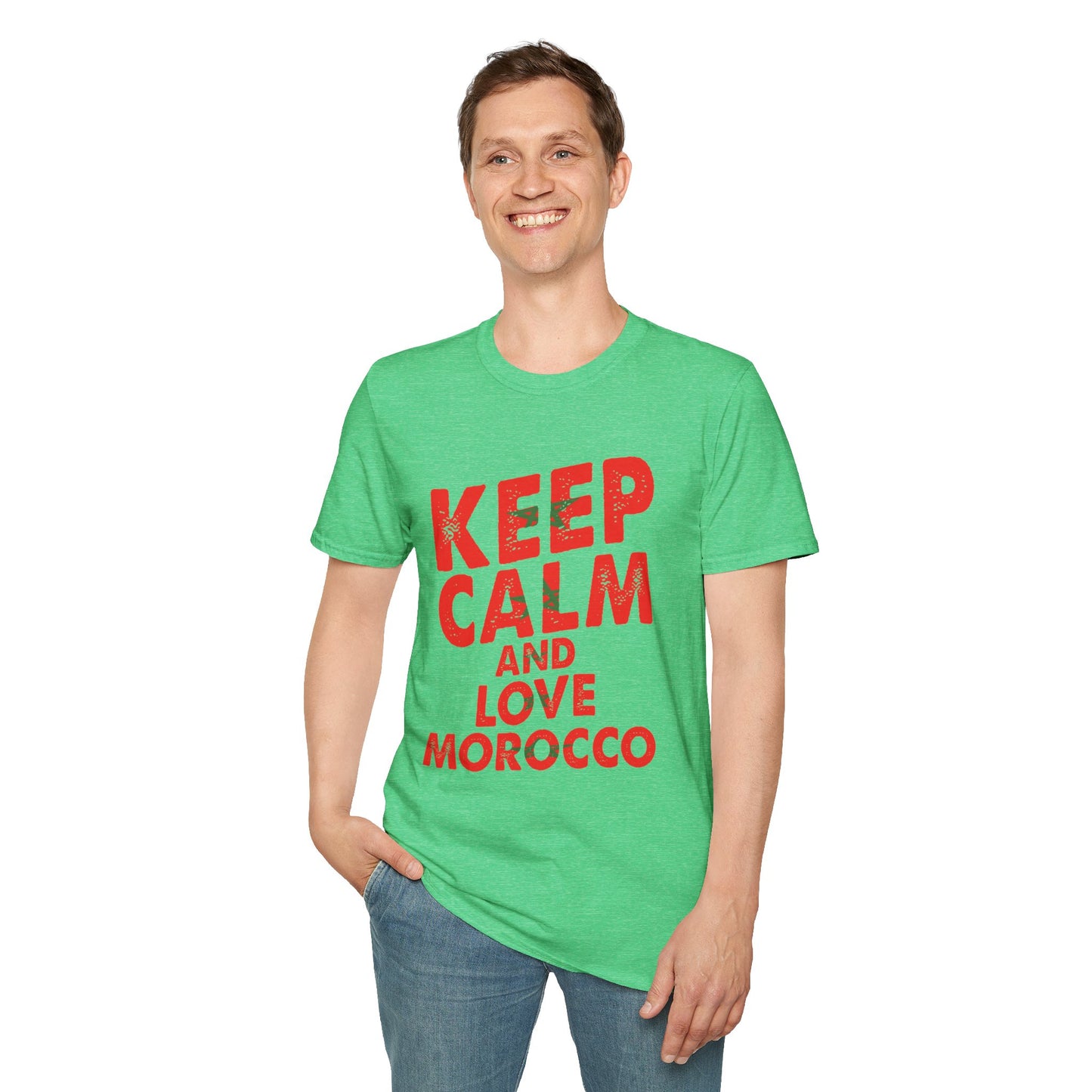 Keep Calm and Love Morocco Shirt, Unisex Softstyle T-Shirt, Gift for Travelers, Casual Wear, Souvenir, Ethnic Pride Wear