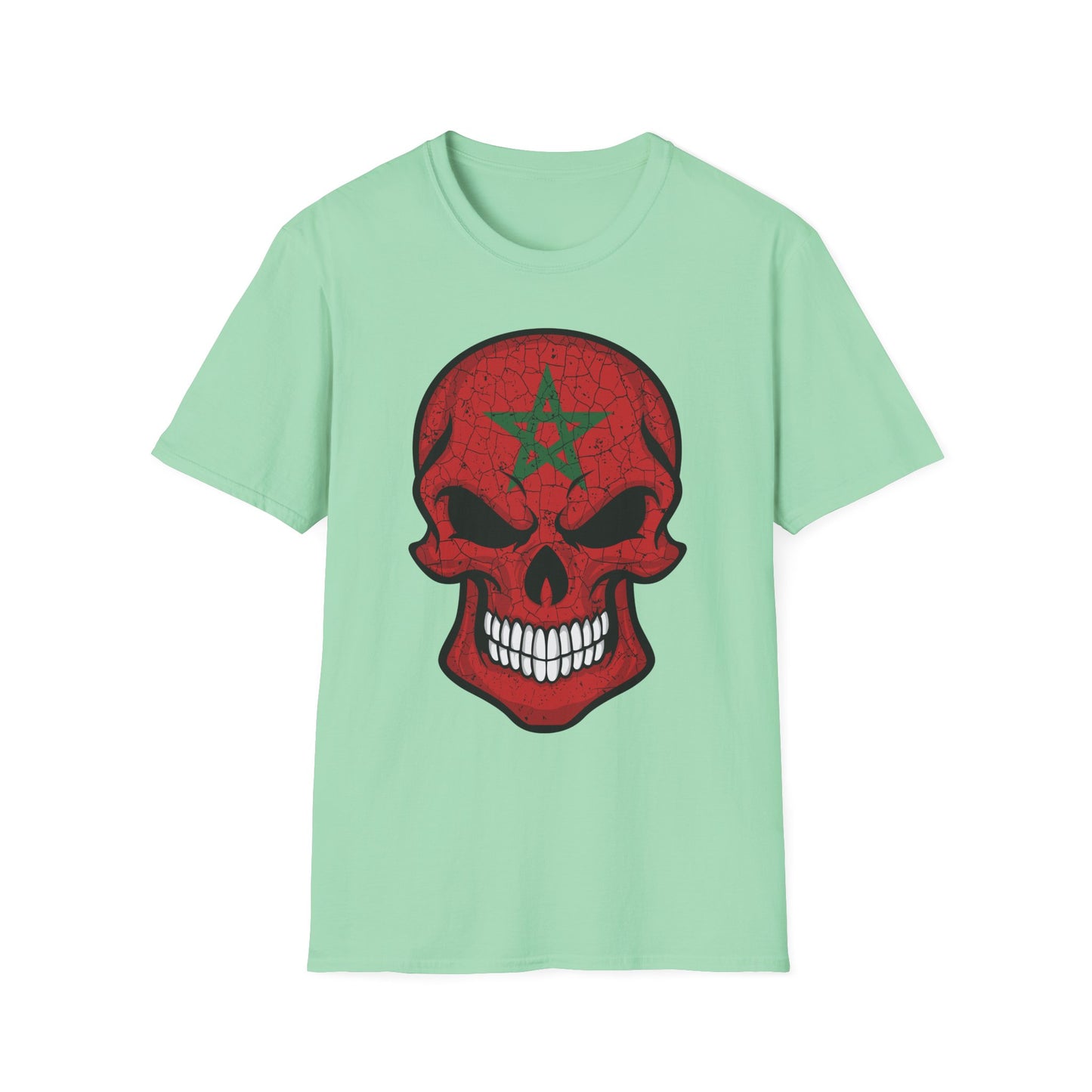 Moroccan Skull Graphic Tee, Unisex Softstyle T-Shirt, Edgy Fashion, Halloween Party Wear, Gifts for Him & Her, Rocker Style