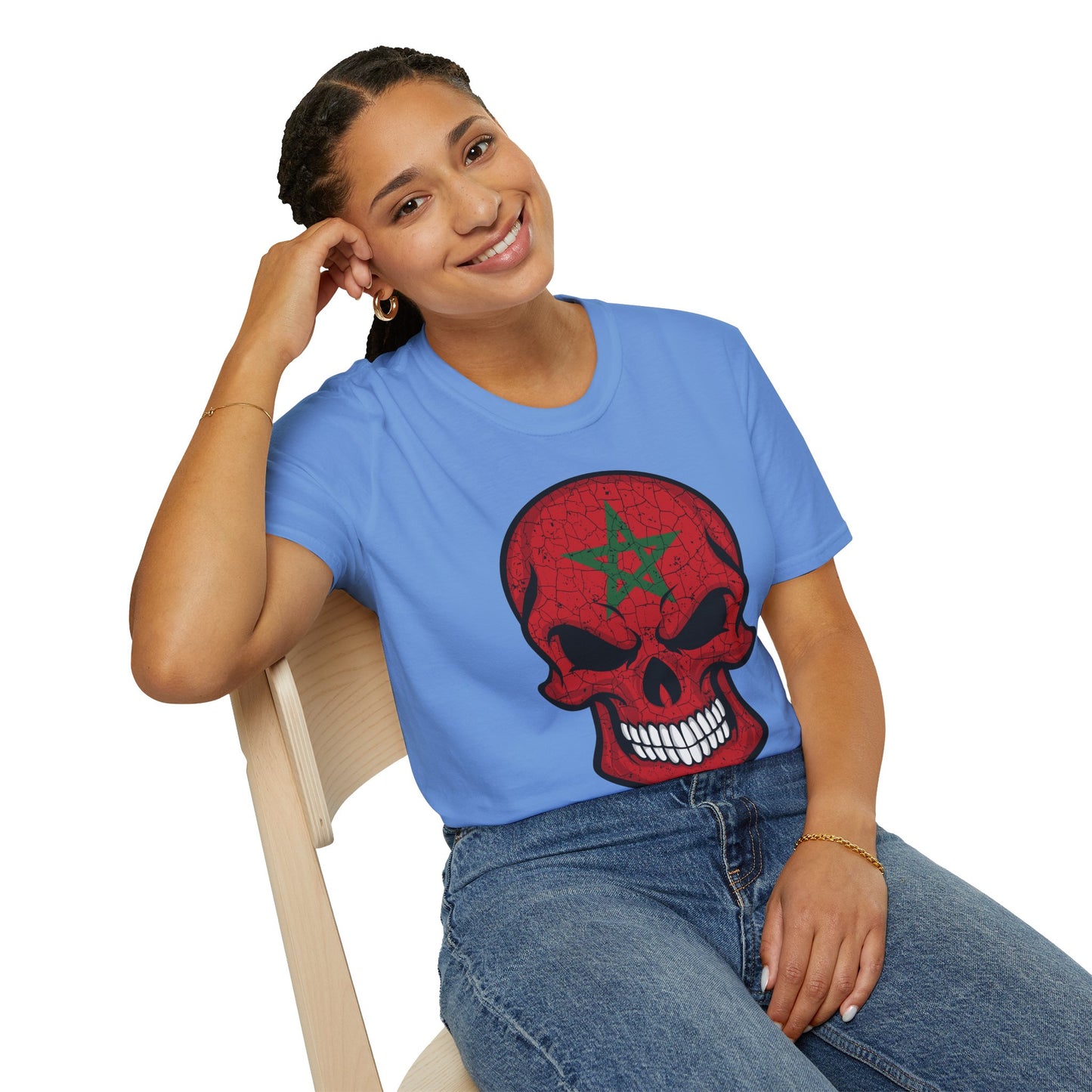 Moroccan Skull Graphic Tee, Unisex Softstyle T-Shirt, Edgy Fashion, Halloween Party Wear, Gifts for Him & Her, Rocker Style