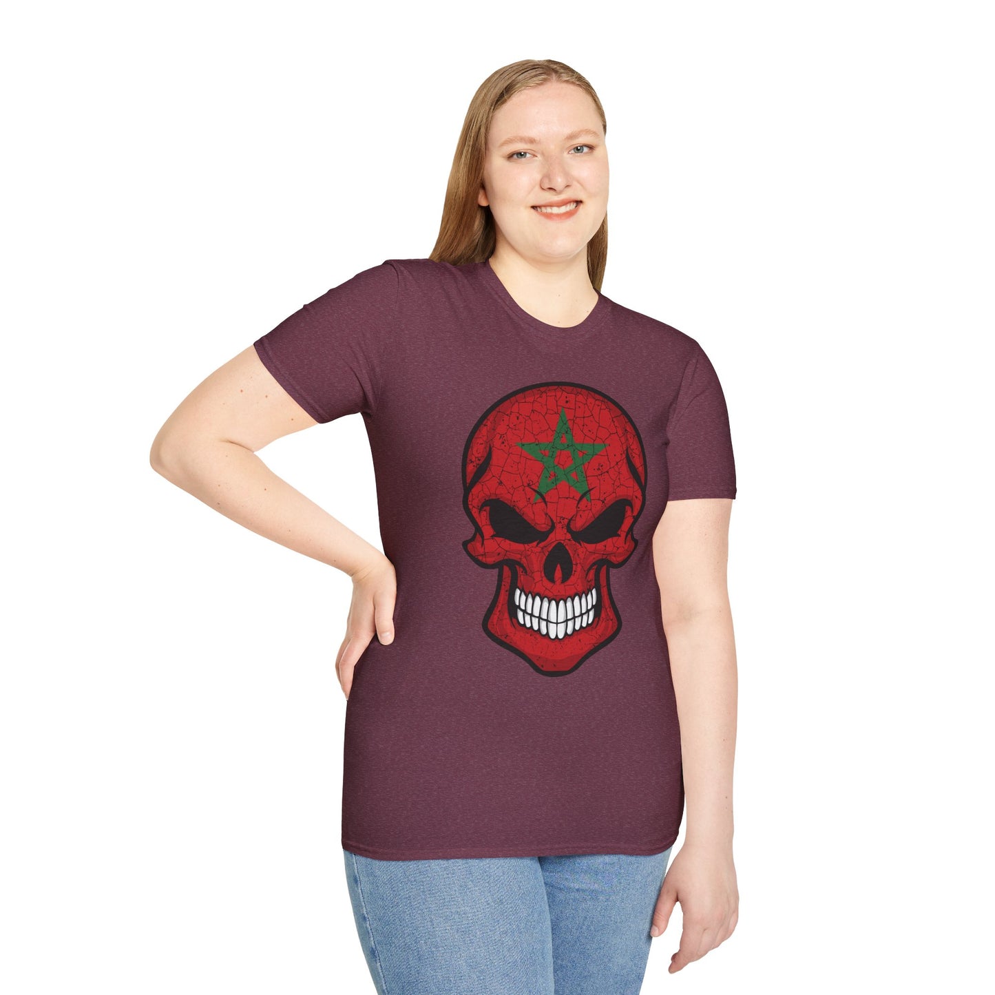 Moroccan Skull Graphic Tee, Unisex Softstyle T-Shirt, Edgy Fashion, Halloween Party Wear, Gifts for Him & Her, Rocker Style
