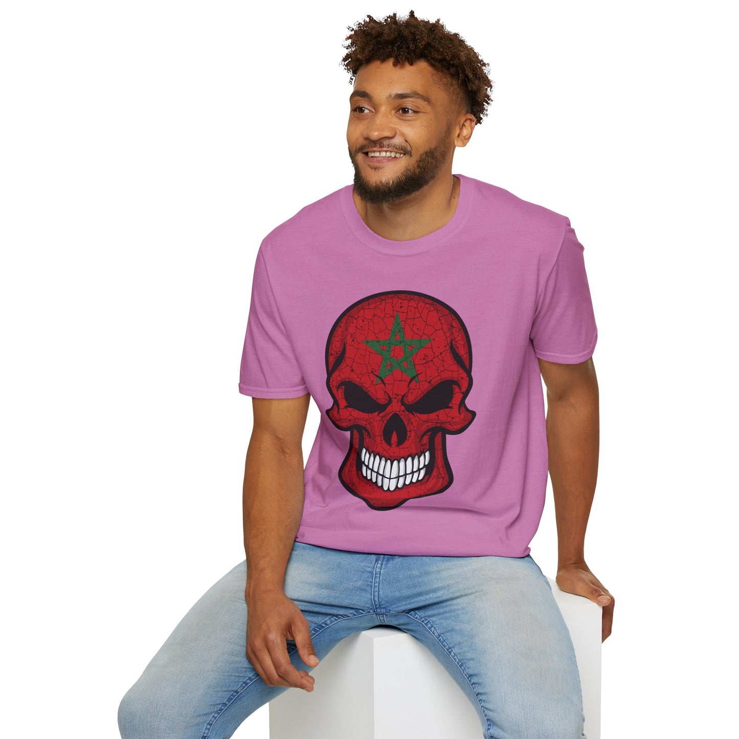 Moroccan Skull Graphic Tee, Unisex Softstyle T-Shirt, Edgy Fashion, Halloween Party Wear, Gifts for Him & Her, Rocker Style