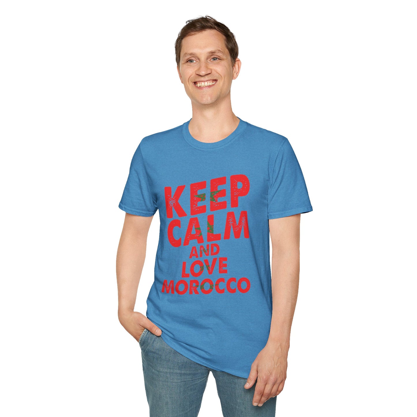 Keep Calm and Love Morocco Shirt, Unisex Softstyle T-Shirt, Gift for Travelers, Casual Wear, Souvenir, Ethnic Pride Wear