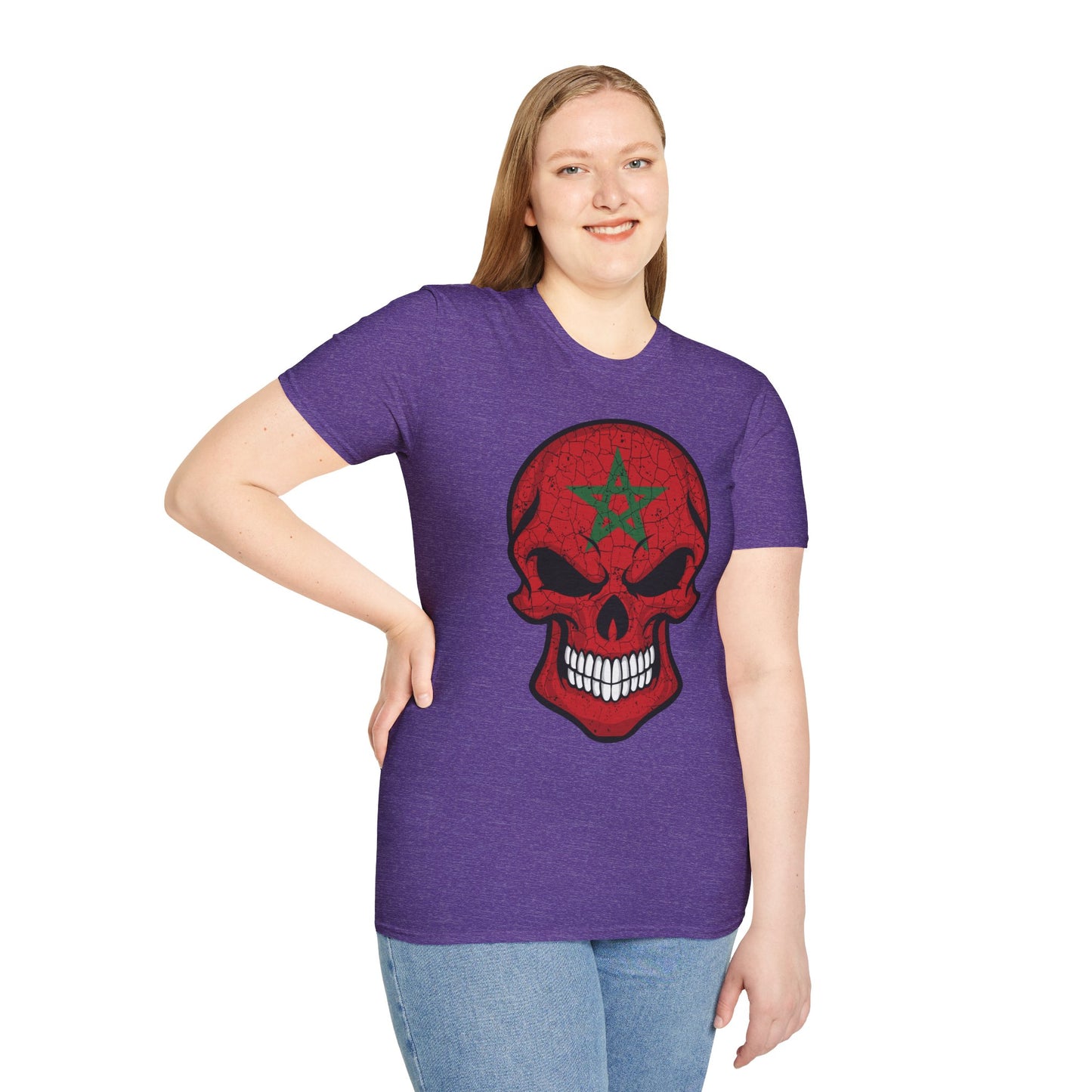 Moroccan Skull Graphic Tee, Unisex Softstyle T-Shirt, Edgy Fashion, Halloween Party Wear, Gifts for Him & Her, Rocker Style