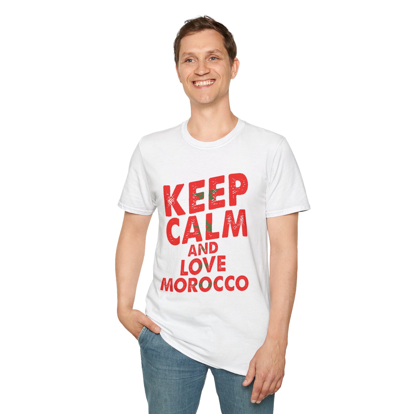 Keep Calm and Love Morocco Shirt, Unisex Softstyle T-Shirt, Gift for Travelers, Casual Wear, Souvenir, Ethnic Pride Wear