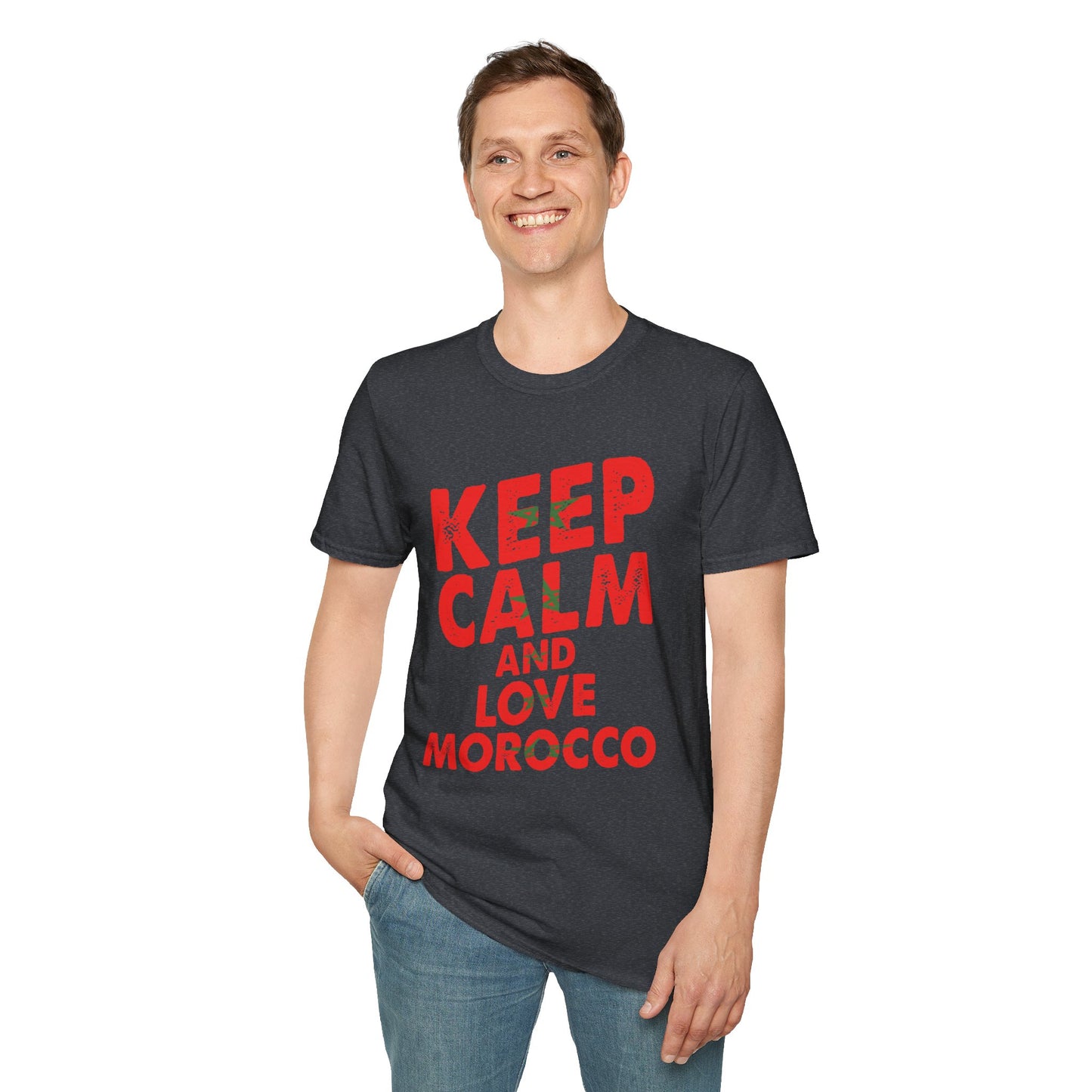 Keep Calm and Love Morocco Shirt, Unisex Softstyle T-Shirt, Gift for Travelers, Casual Wear, Souvenir, Ethnic Pride Wear