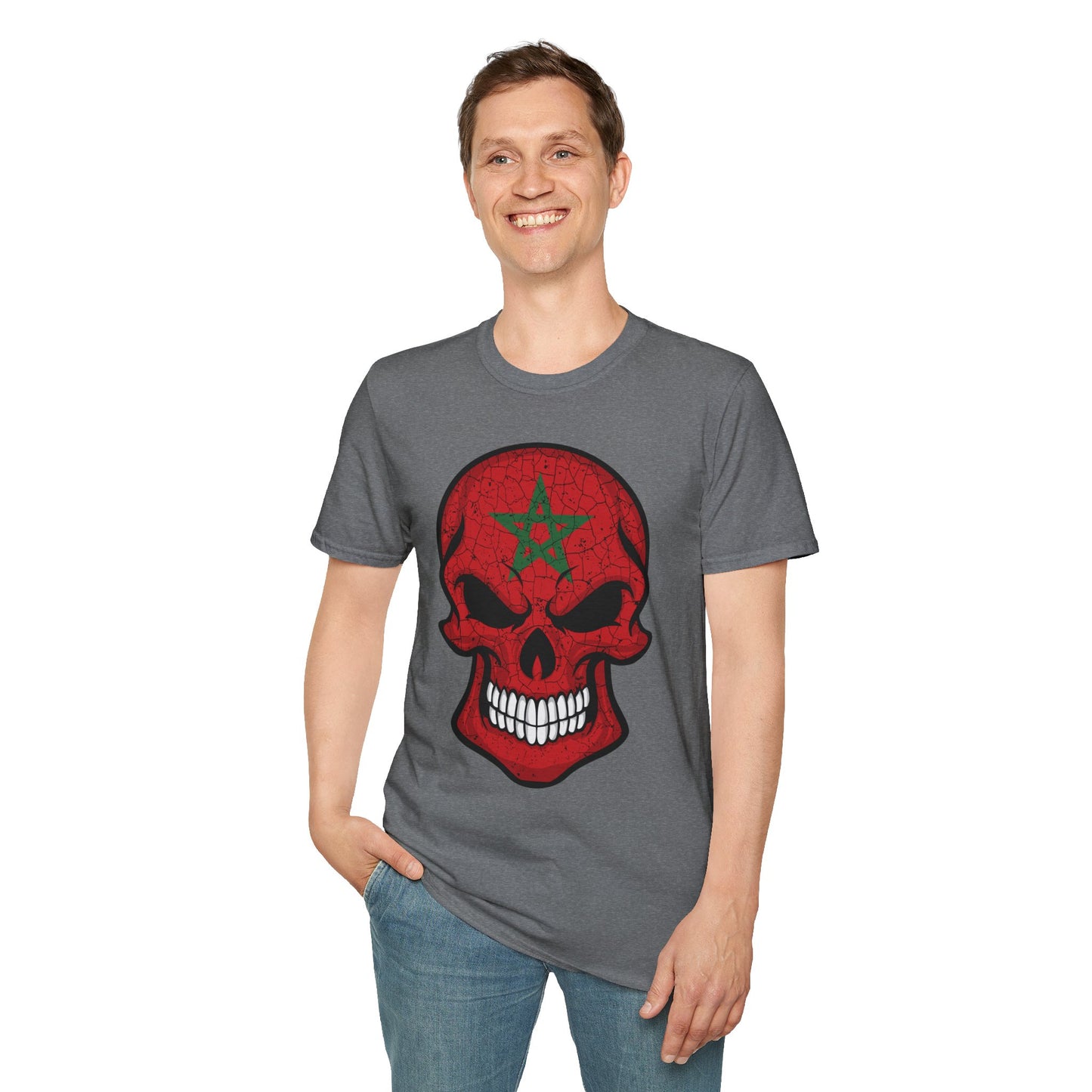 Moroccan Skull Graphic Tee, Unisex Softstyle T-Shirt, Edgy Fashion, Halloween Party Wear, Gifts for Him & Her, Rocker Style
