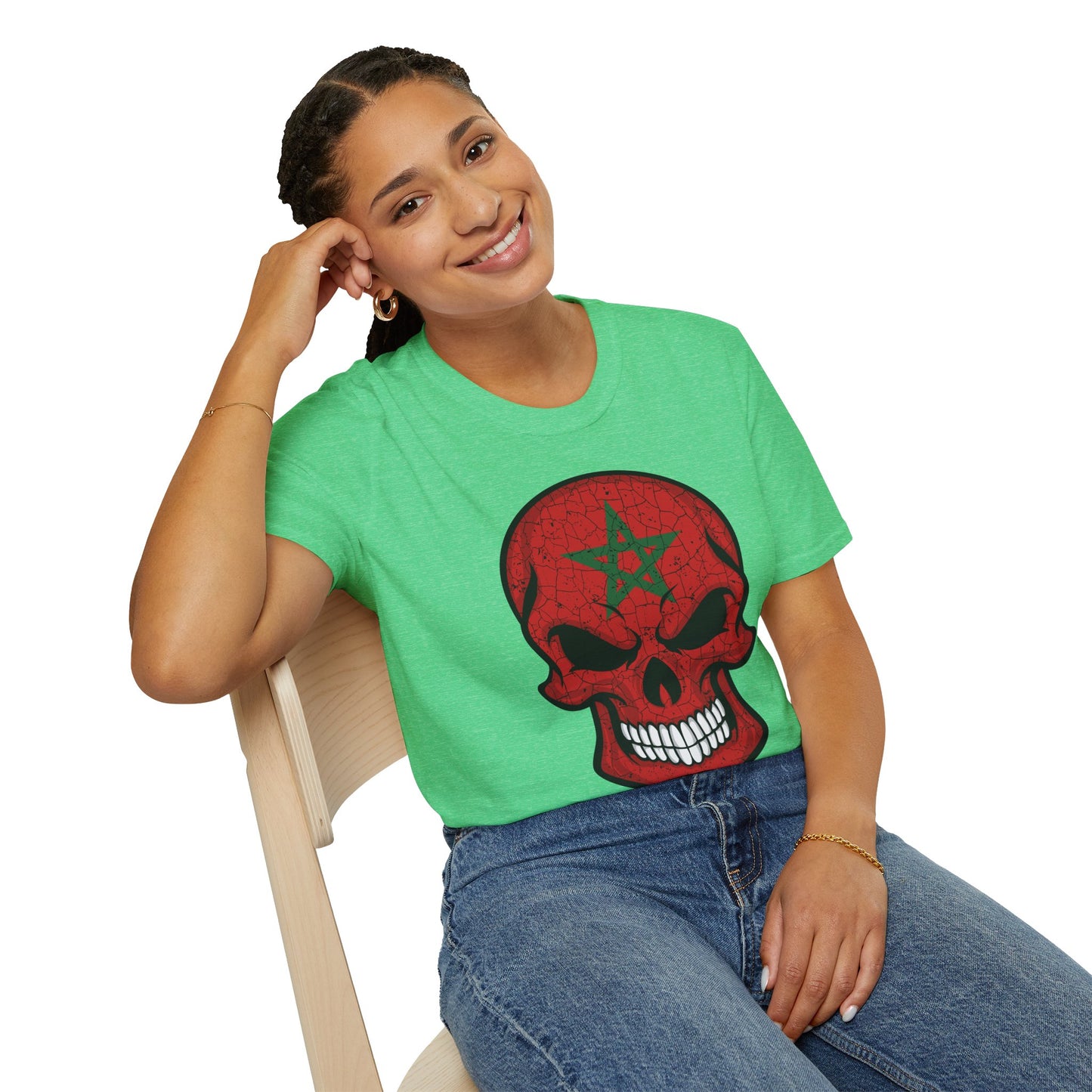 Moroccan Skull Graphic Tee, Unisex Softstyle T-Shirt, Edgy Fashion, Halloween Party Wear, Gifts for Him & Her, Rocker Style