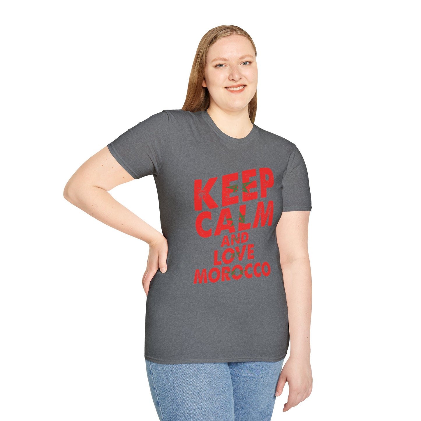 Keep Calm and Love Morocco Shirt, Unisex Softstyle T-Shirt, Gift for Travelers, Casual Wear, Souvenir, Ethnic Pride Wear