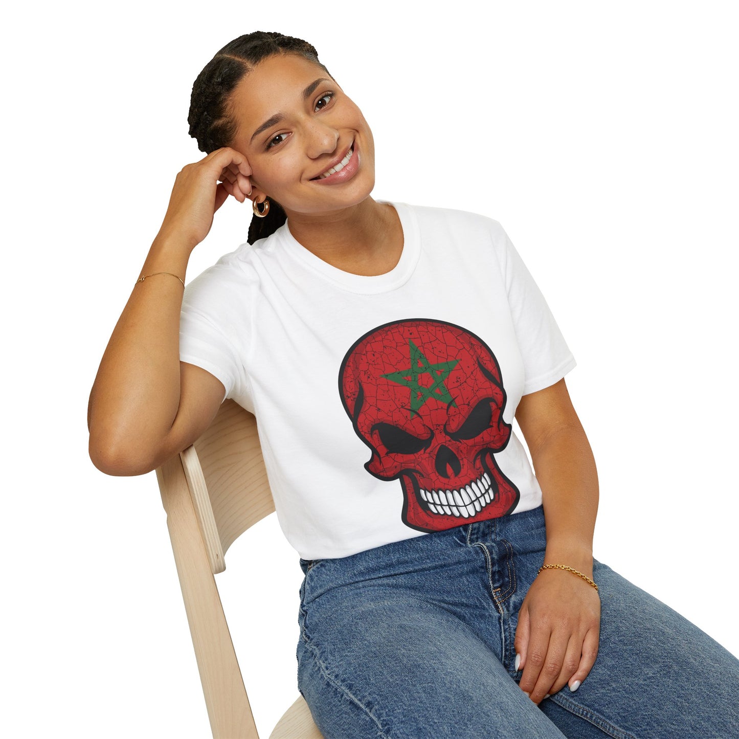 Moroccan Skull Graphic Tee, Unisex Softstyle T-Shirt, Edgy Fashion, Halloween Party Wear, Gifts for Him & Her, Rocker Style