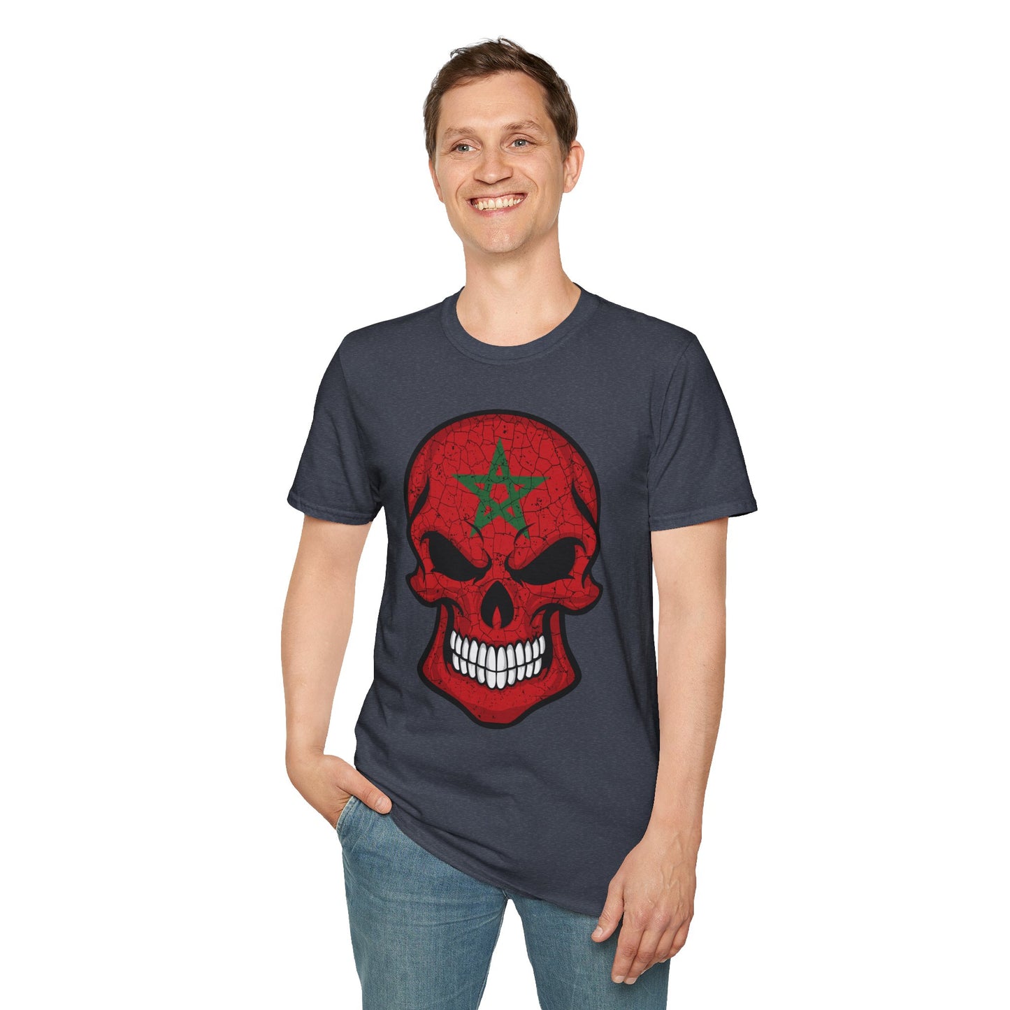Moroccan Skull Graphic Tee, Unisex Softstyle T-Shirt, Edgy Fashion, Halloween Party Wear, Gifts for Him & Her, Rocker Style
