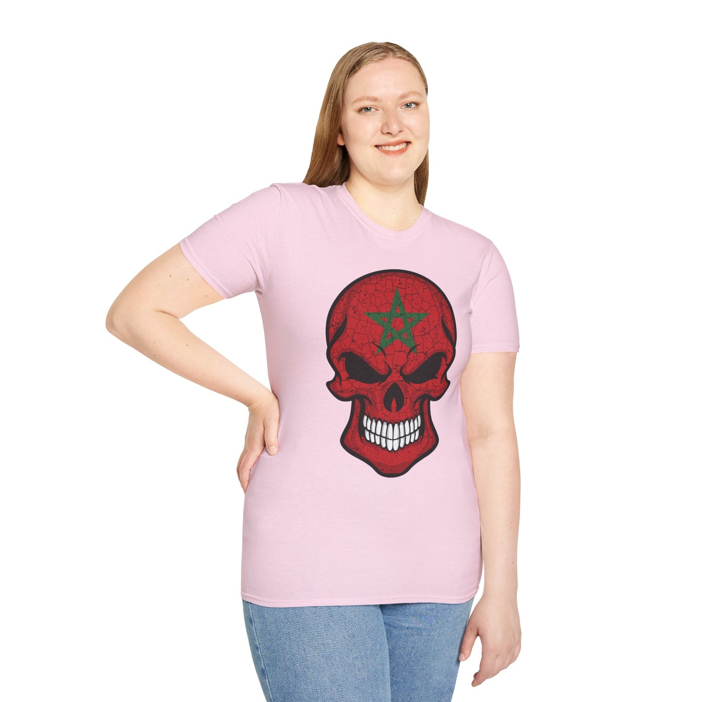 Moroccan Skull Graphic Tee, Unisex Softstyle T-Shirt, Edgy Fashion, Halloween Party Wear, Gifts for Him & Her, Rocker Style